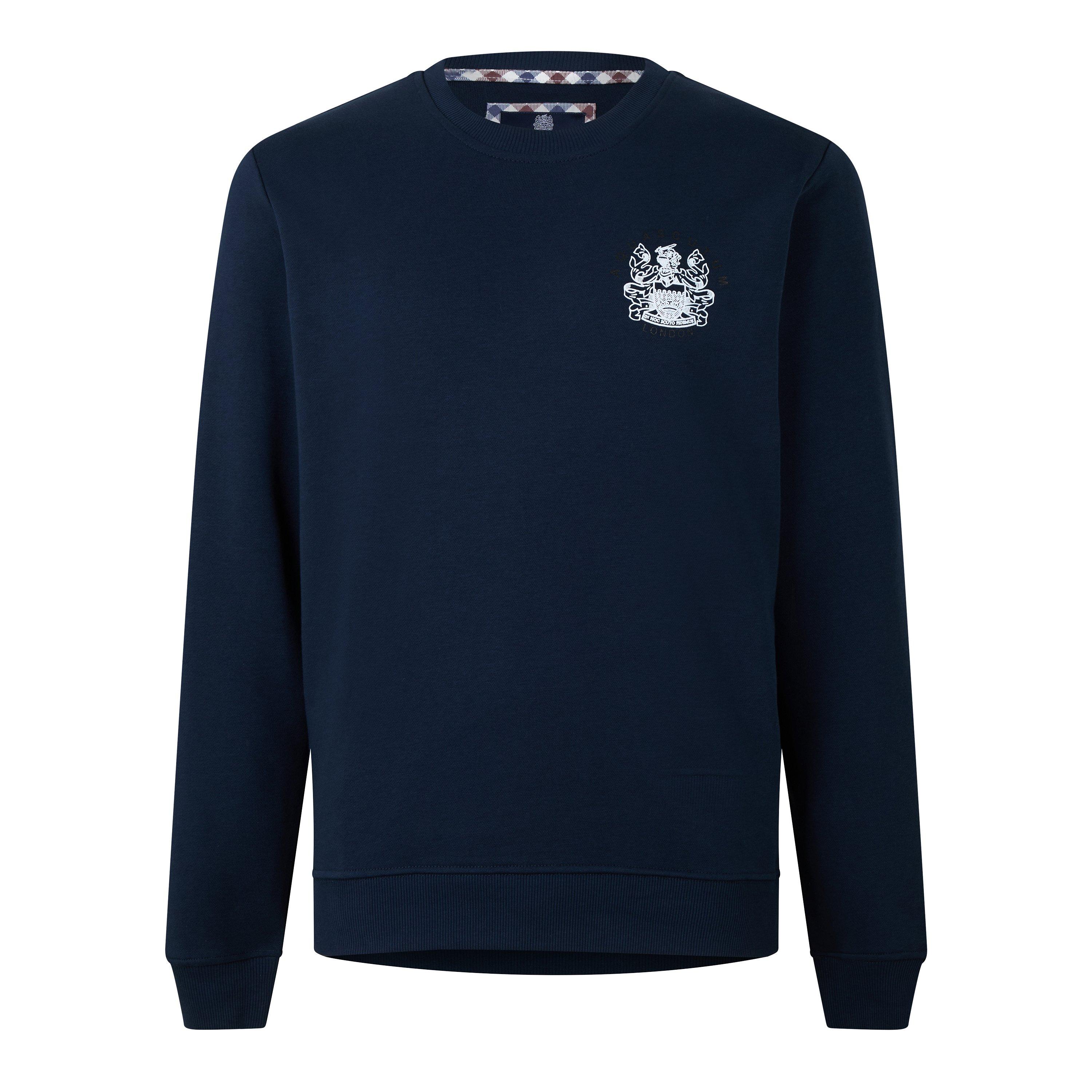 Navy - Aquascutum - Men's Roundnk Sweat Crew Sweatshirt - 1