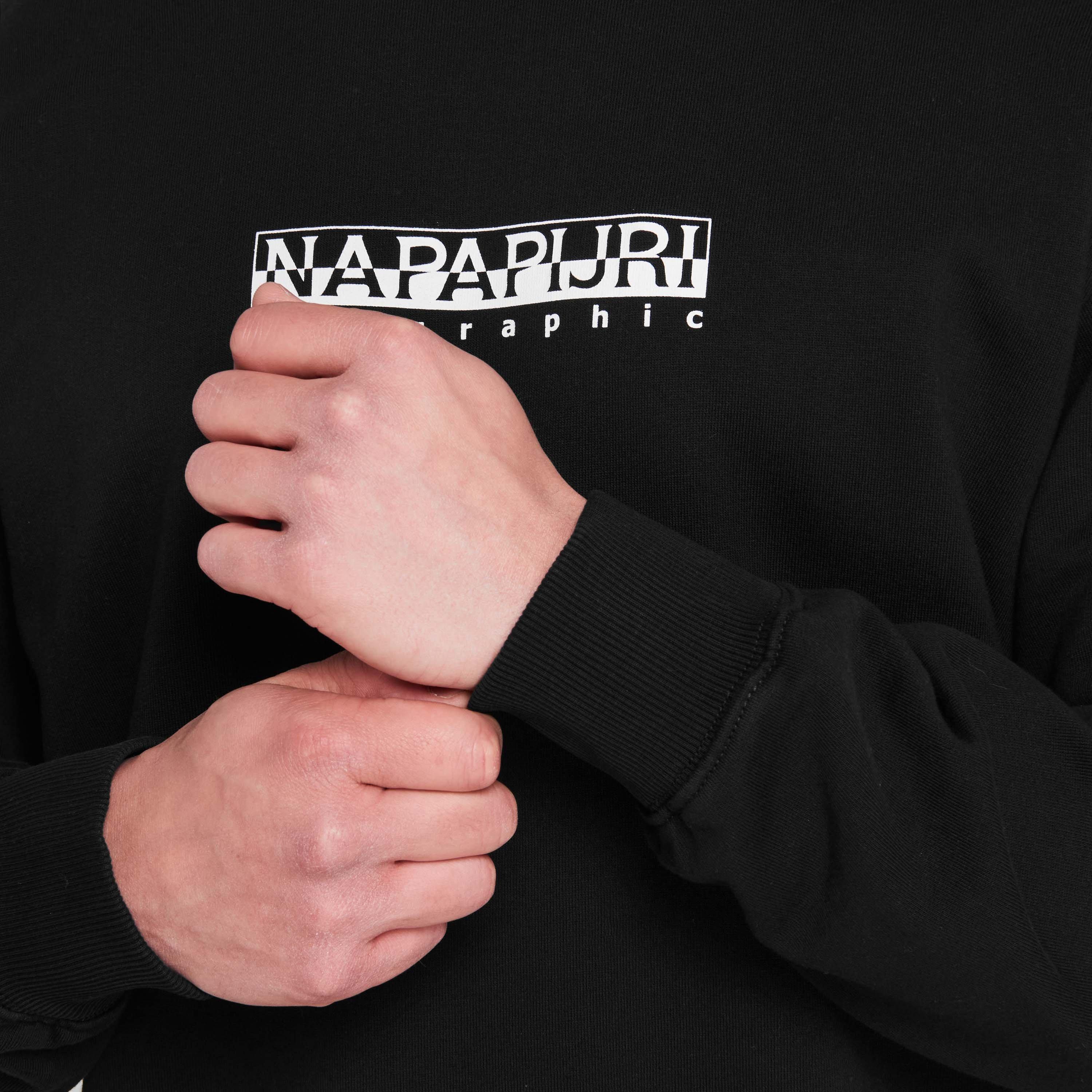 Preto - Napapijri - Box Logo Crew Sweatshirt - 8