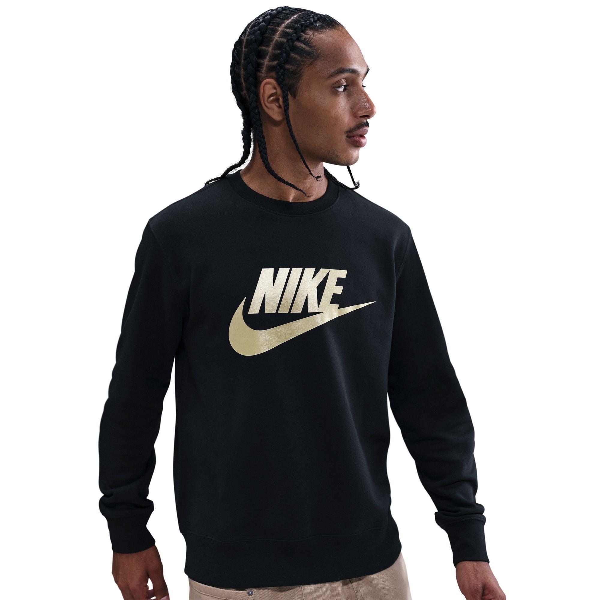 Nike Men's Club Gfx Crew Sweatshirt - Black/Gold - L