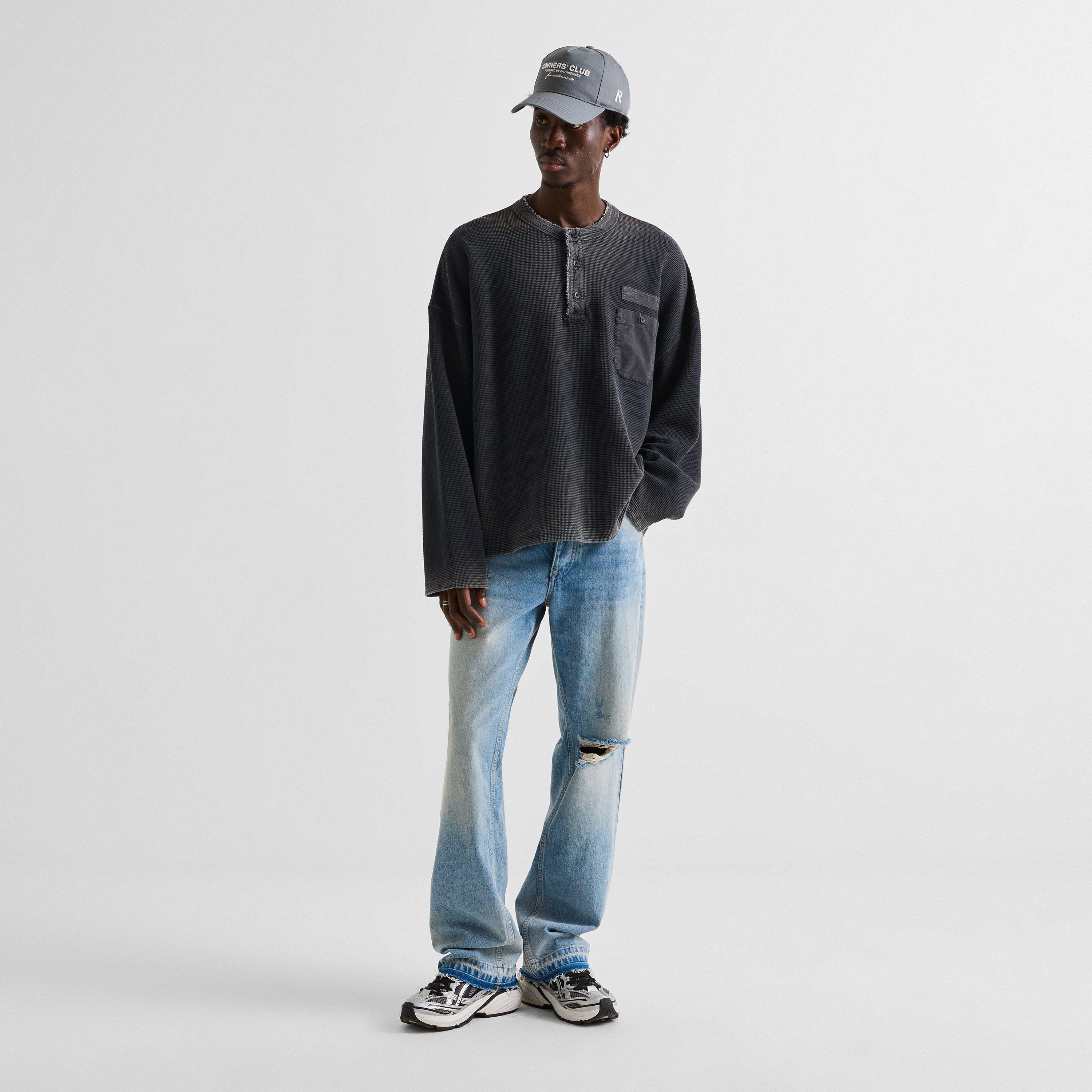 Vintage Black - Represent - Men's Henley Cotton Oversized-Fit Sweatshirt - 6