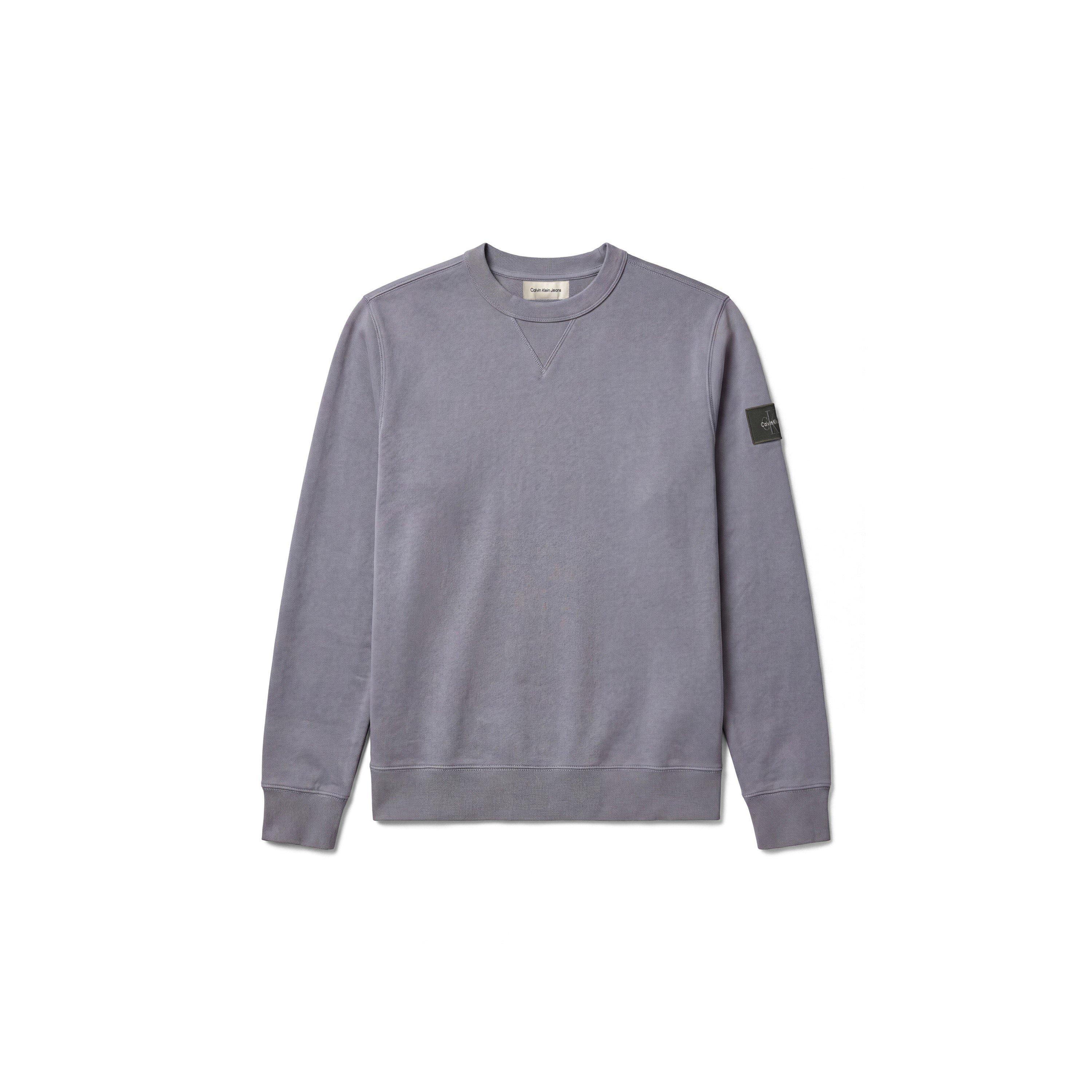 Grey 5FA - Calvin Klein Jeans - Men's Sleeve Badge Cotton Crew-Neck Sweatshirt - 1