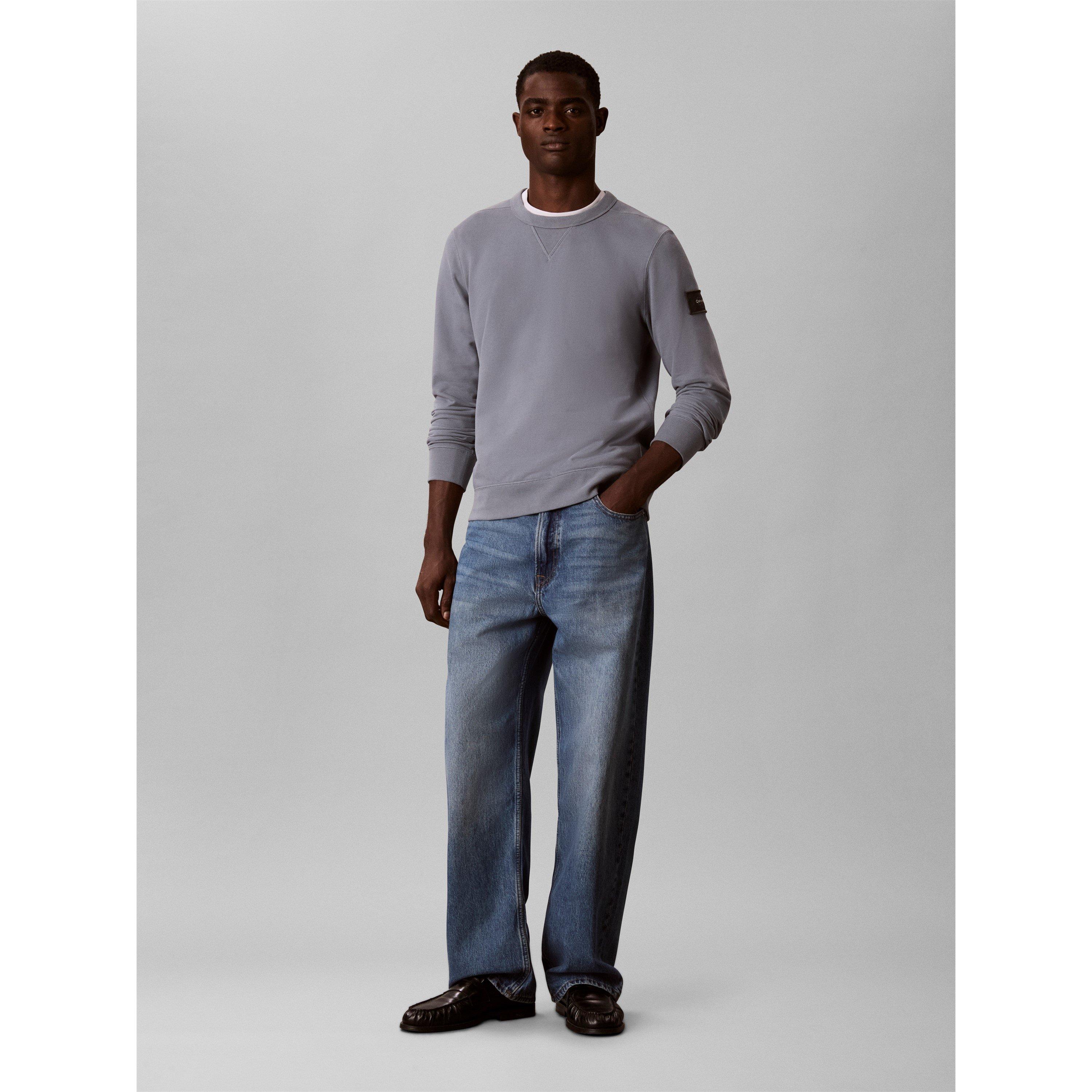 Grey 5FA - Calvin Klein Jeans - Men's Sleeve Badge Cotton Crew-Neck Sweatshirt - 2