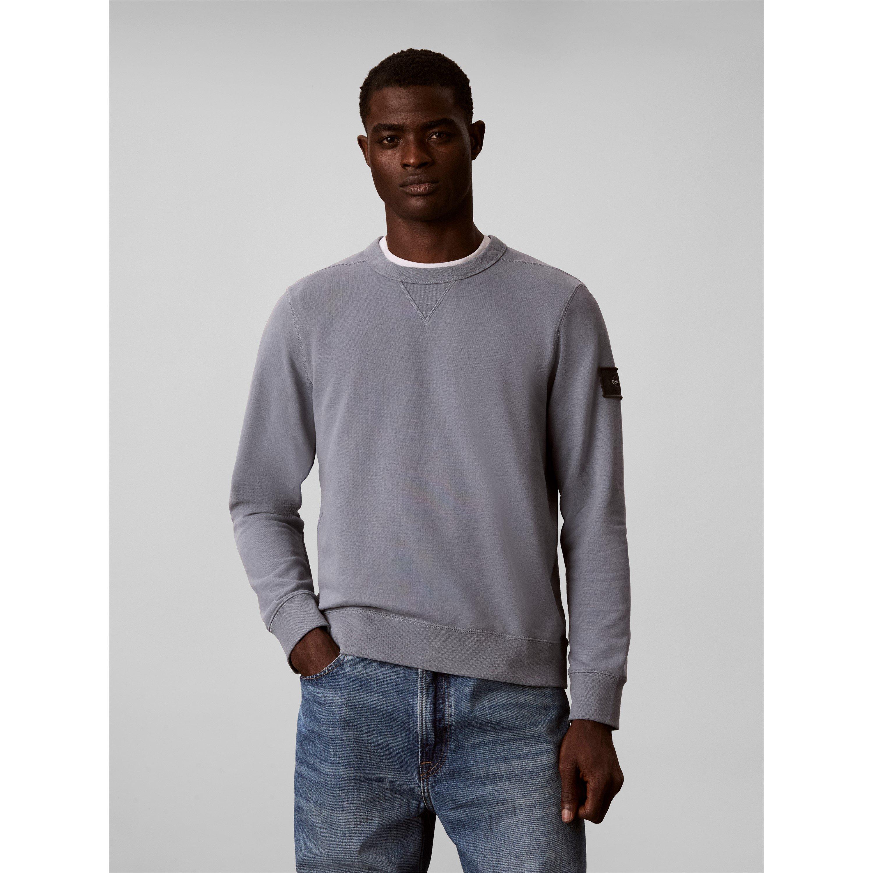 Grey 5FA - Calvin Klein Jeans - Men's Sleeve Badge Cotton Crew-Neck Sweatshirt - 3