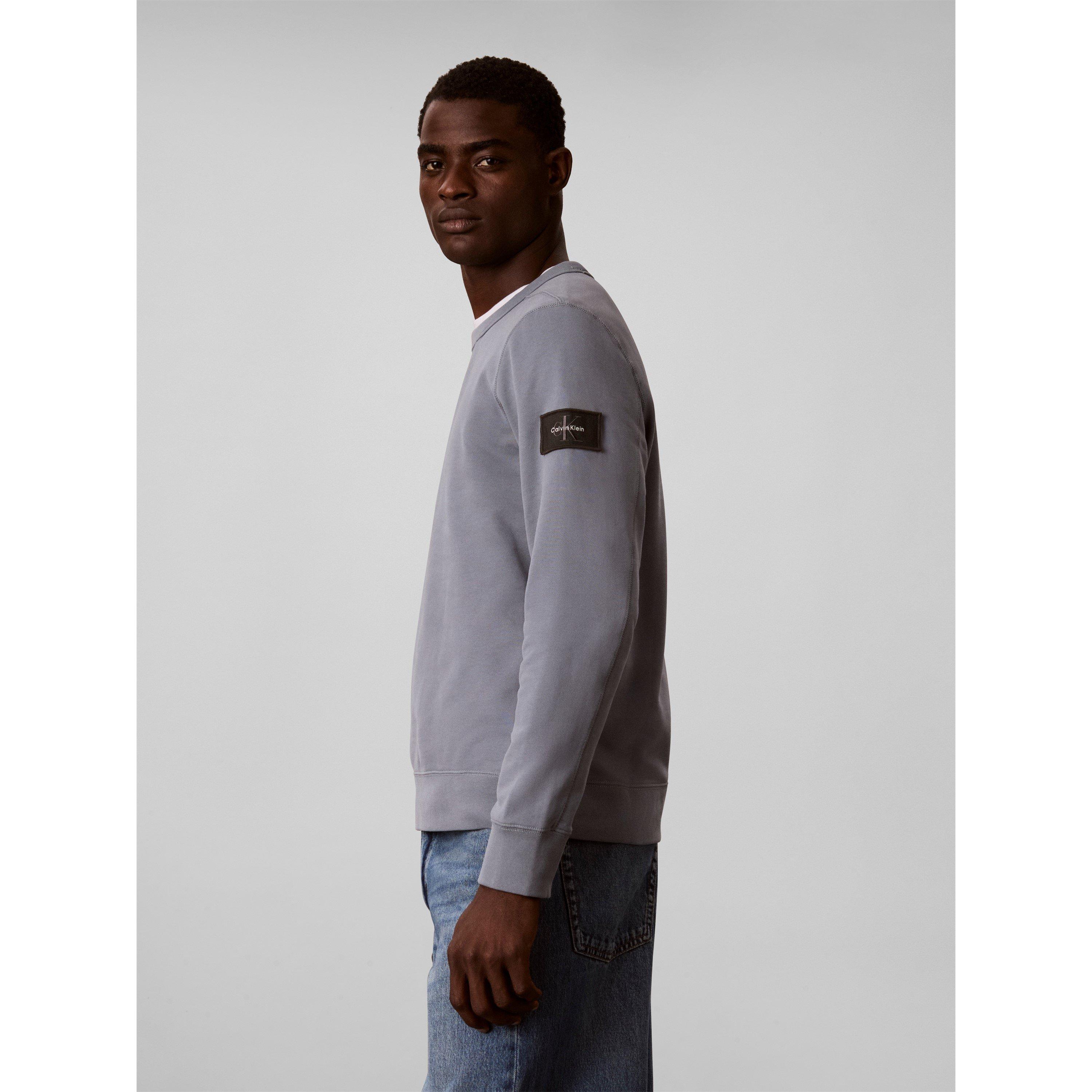Grey 5FA - Calvin Klein Jeans - Men's Sleeve Badge Cotton Crew-Neck Sweatshirt - 5