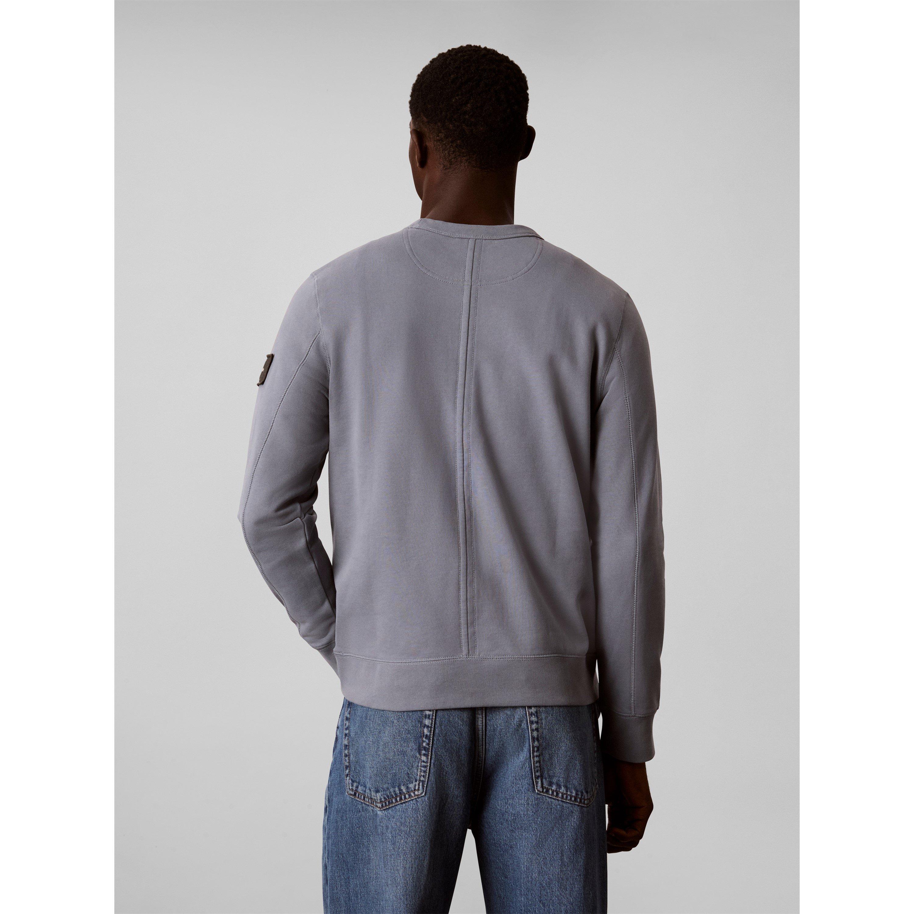Grey 5FA - Calvin Klein Jeans - Men's Sleeve Badge Cotton Crew-Neck Sweatshirt - 6