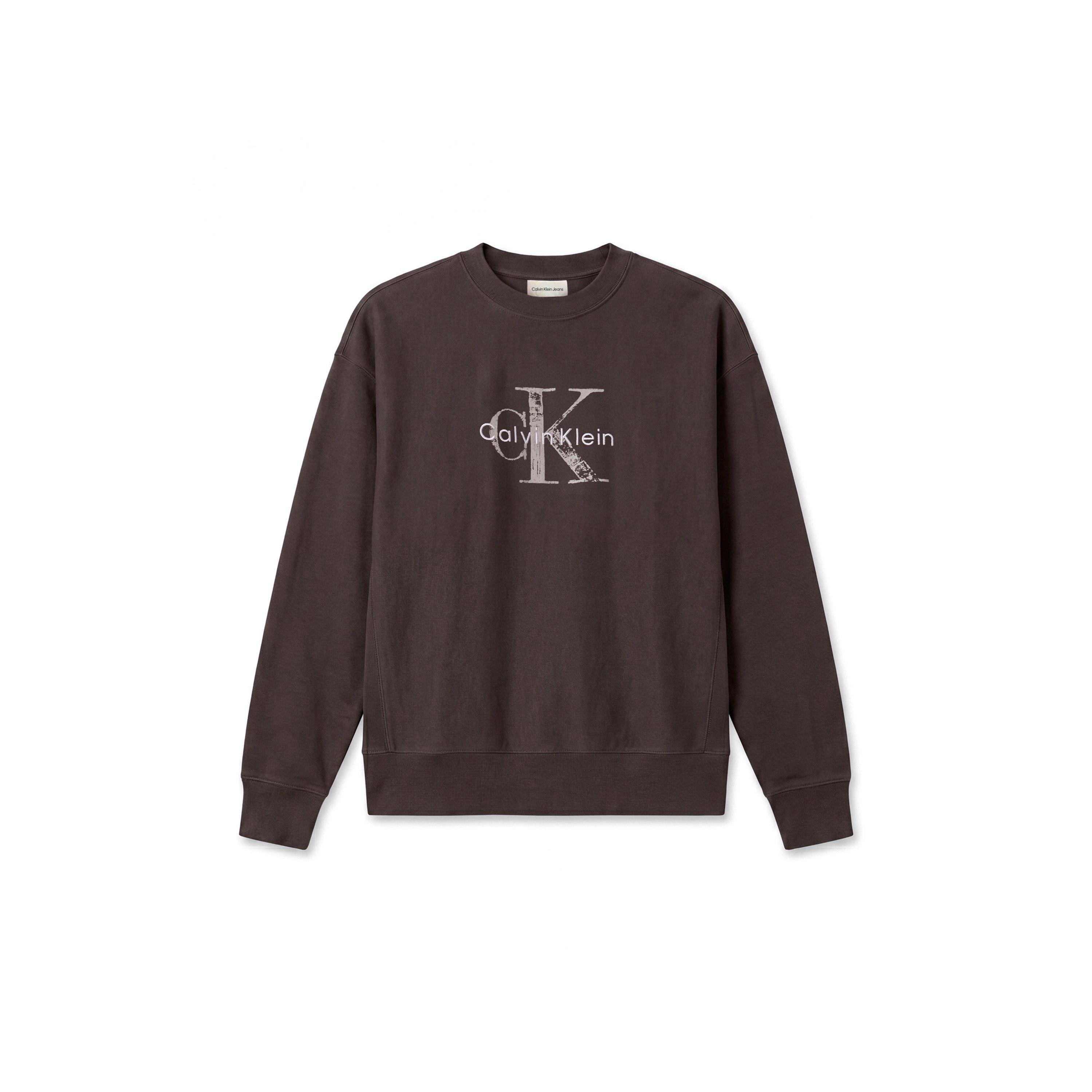 Black - Calvin Klein Jeans - Men's Terry Painted Crew Cotton Relaxed-Fit Sweatshirt - 1