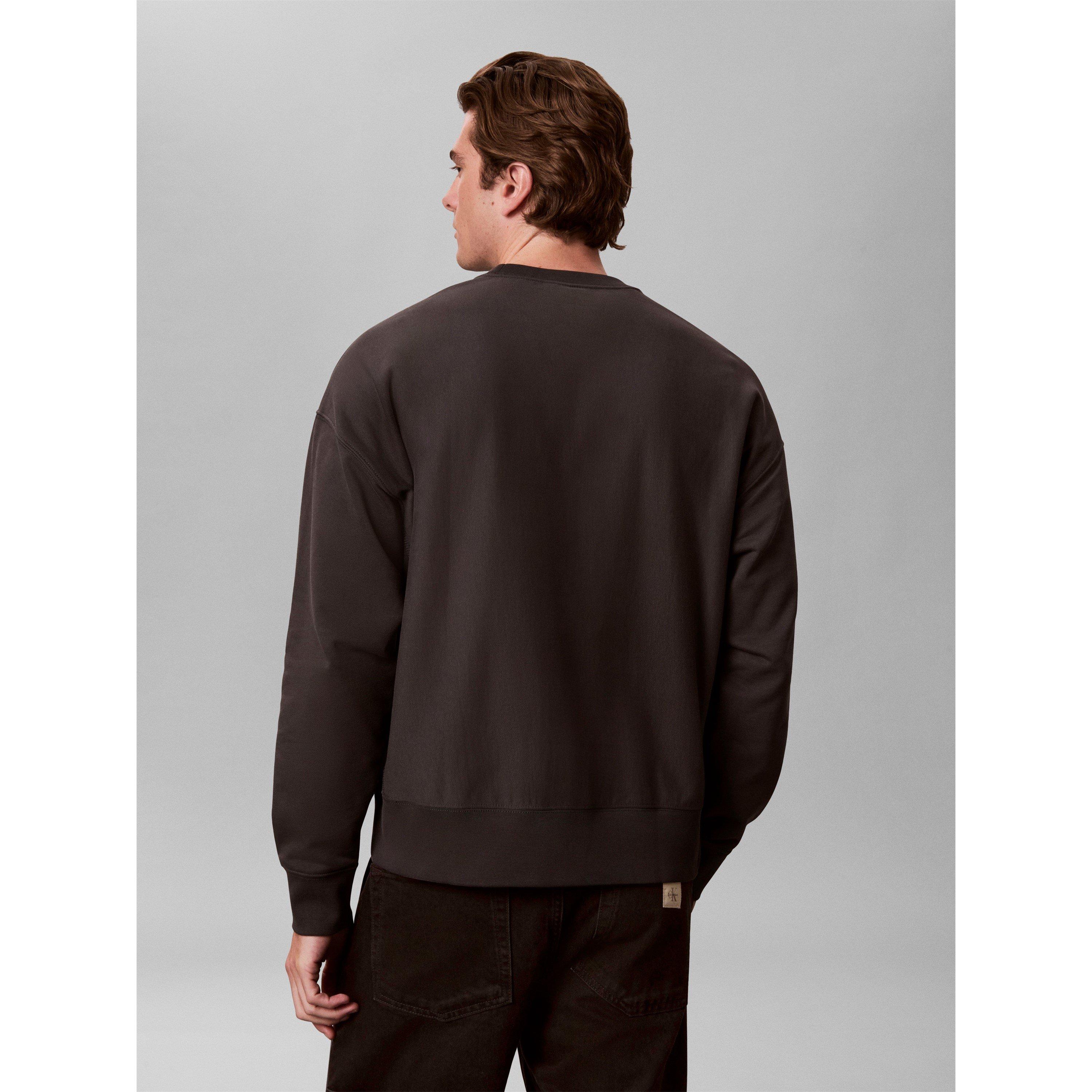 Black - Calvin Klein Jeans - Men's Terry Painted Crew Cotton Relaxed-Fit Sweatshirt - 6