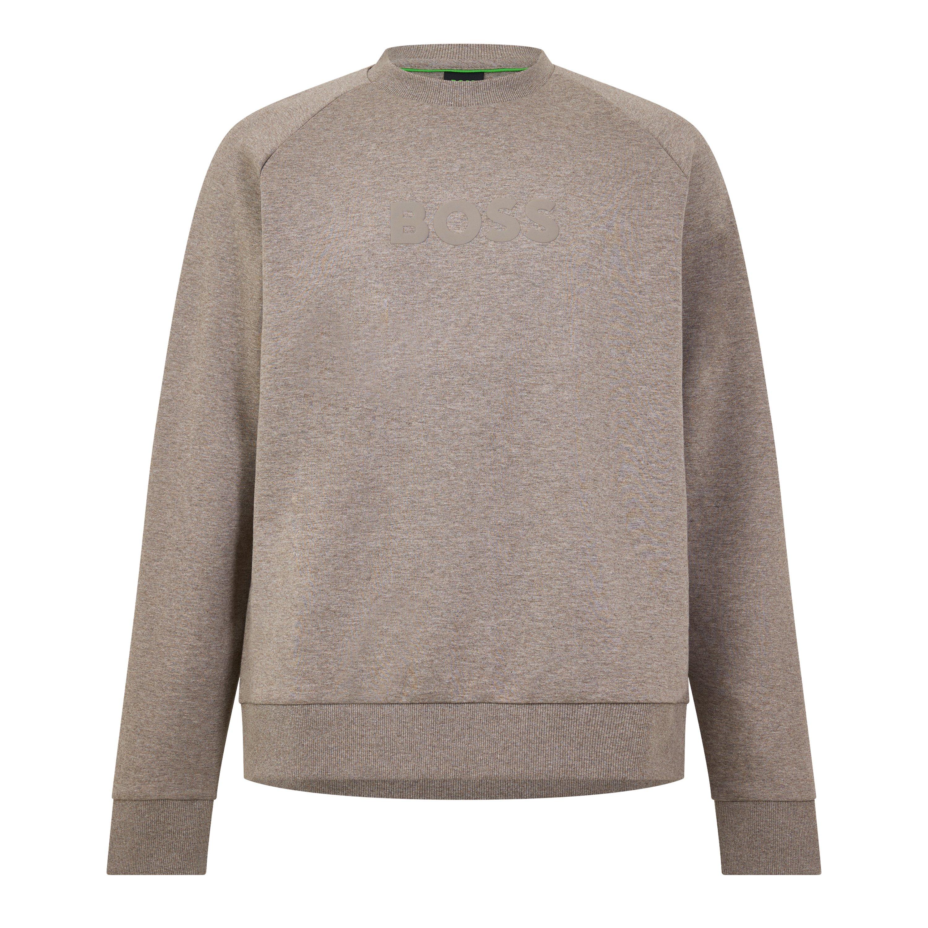 Light Brown 238 - Boss - Men's Salbo Crew-Neck Green Cotton Sweatshirt - 1