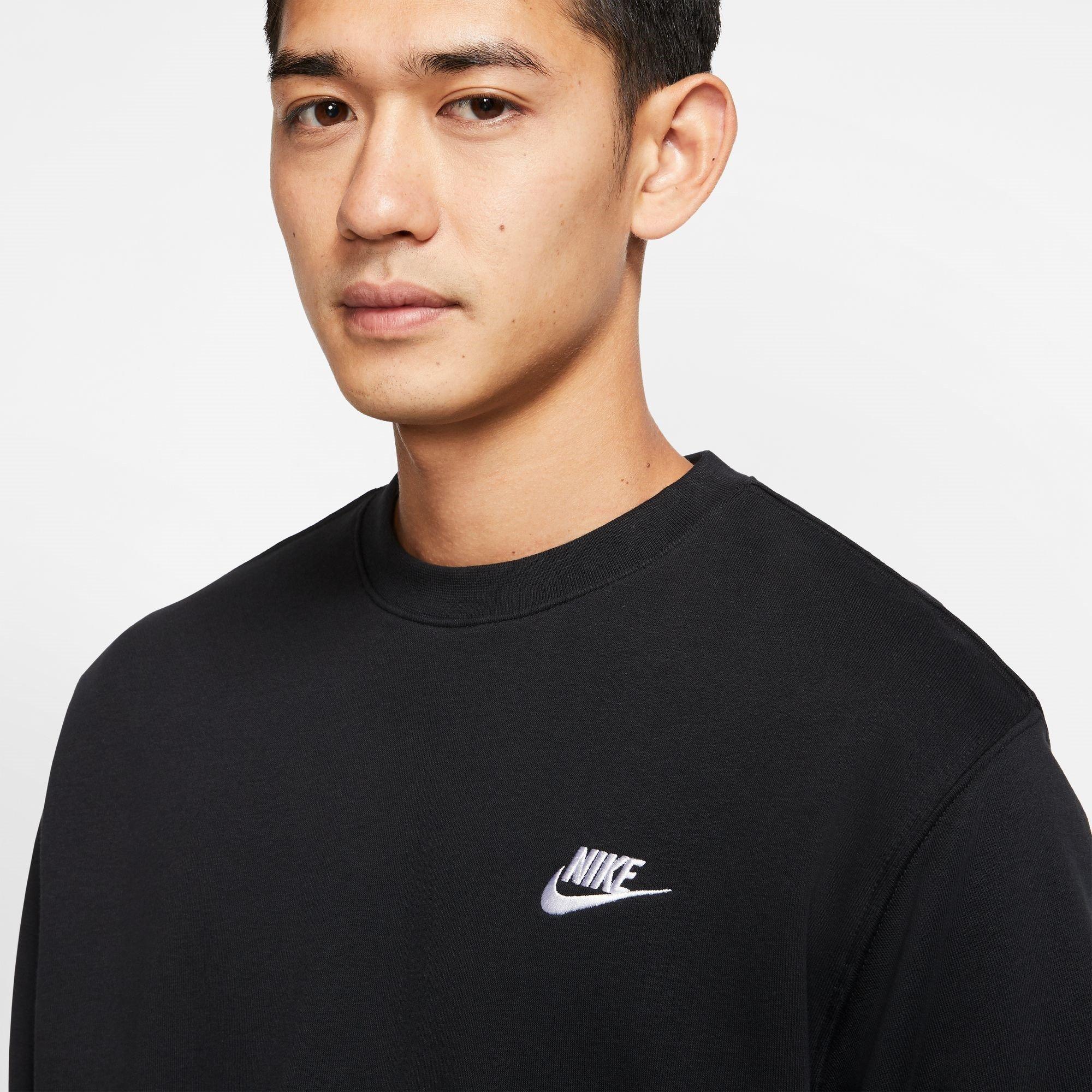 Preto/Branco - Nike - Sportswear Club French Terry Crew Mens - 8