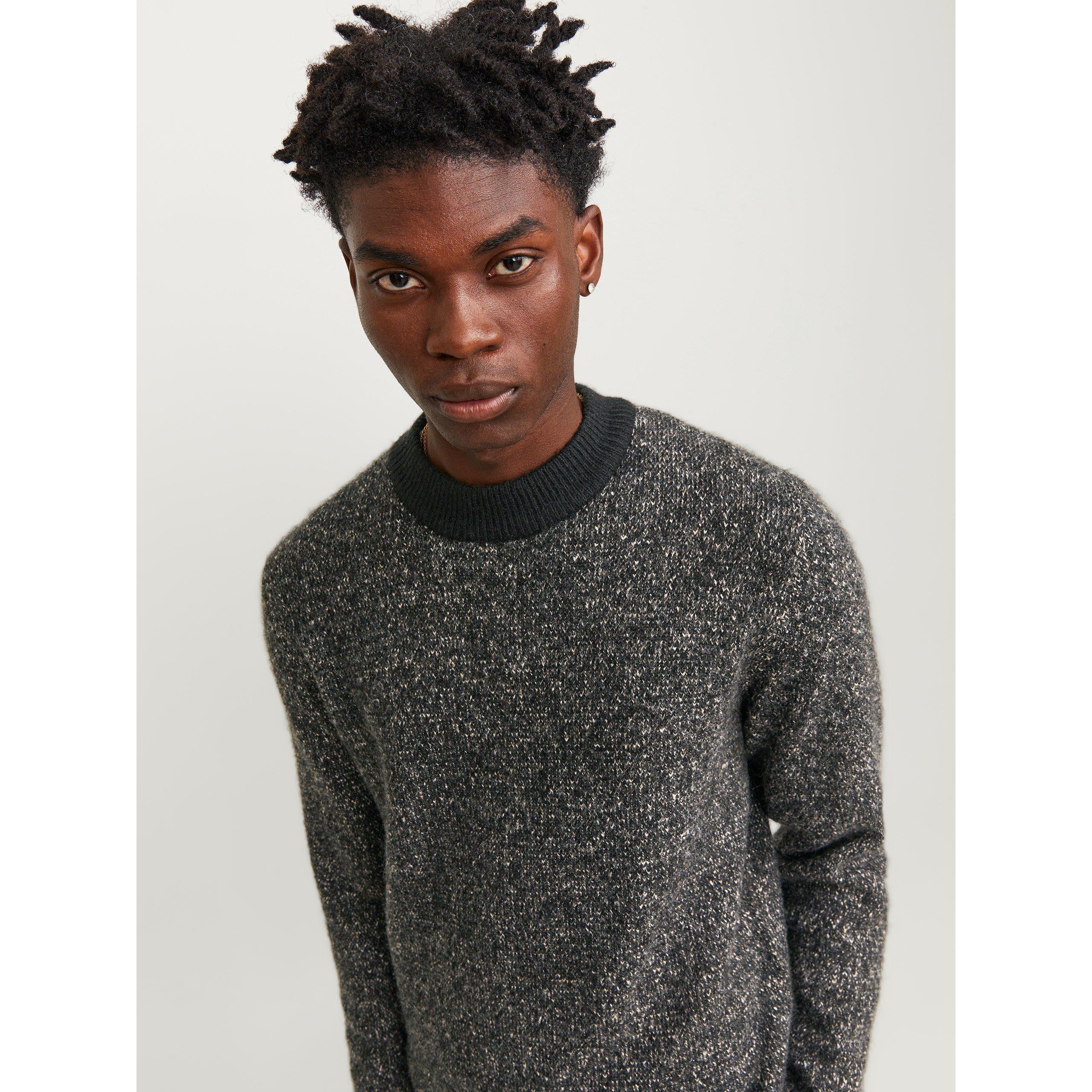 Negro - Jack and Jones - Space Crew Neck Knitted Jumper Mens - 5