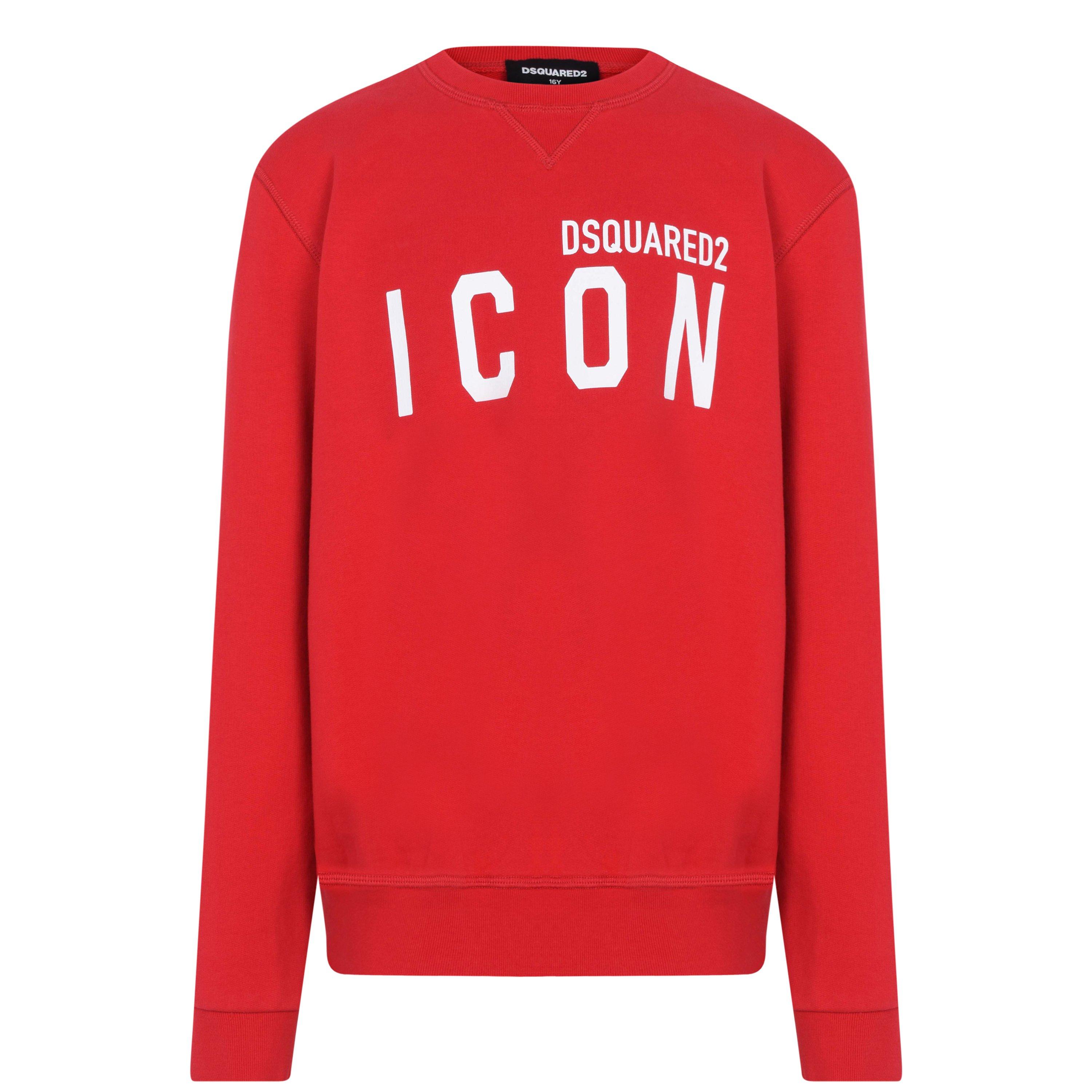 Dsquared2 Boys 'S Icon Basic Logo Sweatshirt - Tango Red Dq405 - 7-8 Yrs