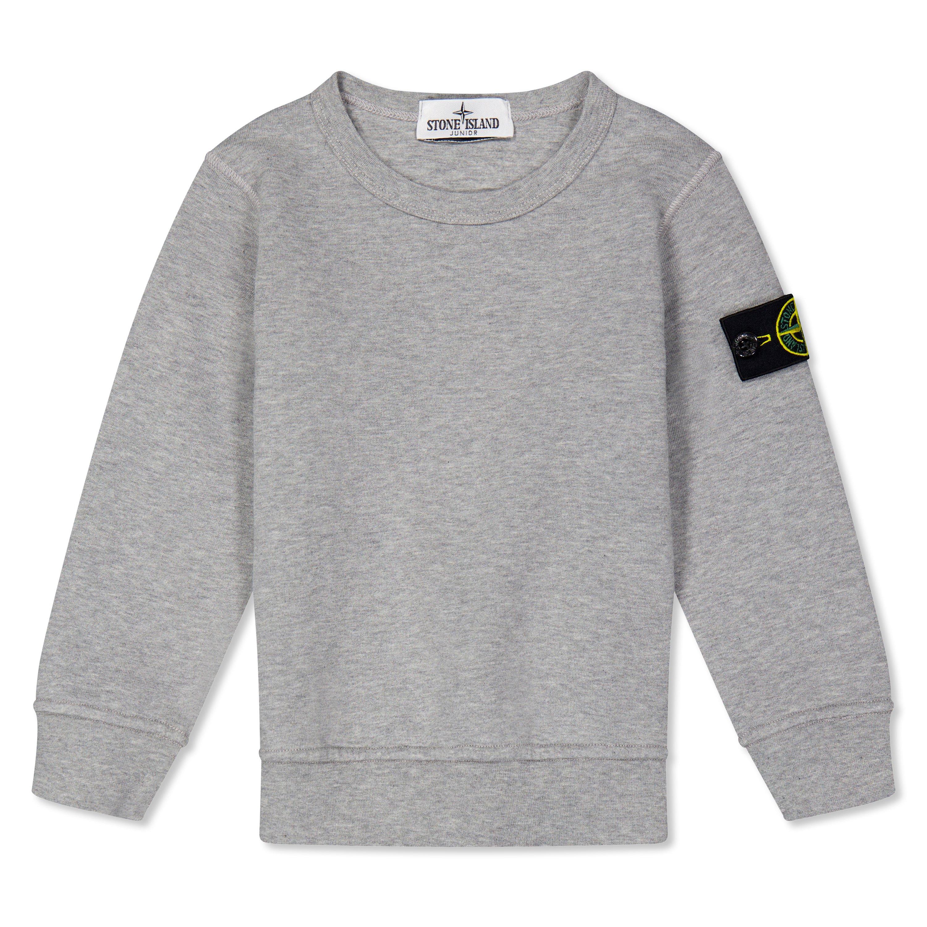 Stone Island Boys' Plain Cotton Badge Crew Lightweight Jumper - Grey Mel V0M64 - 8 Years