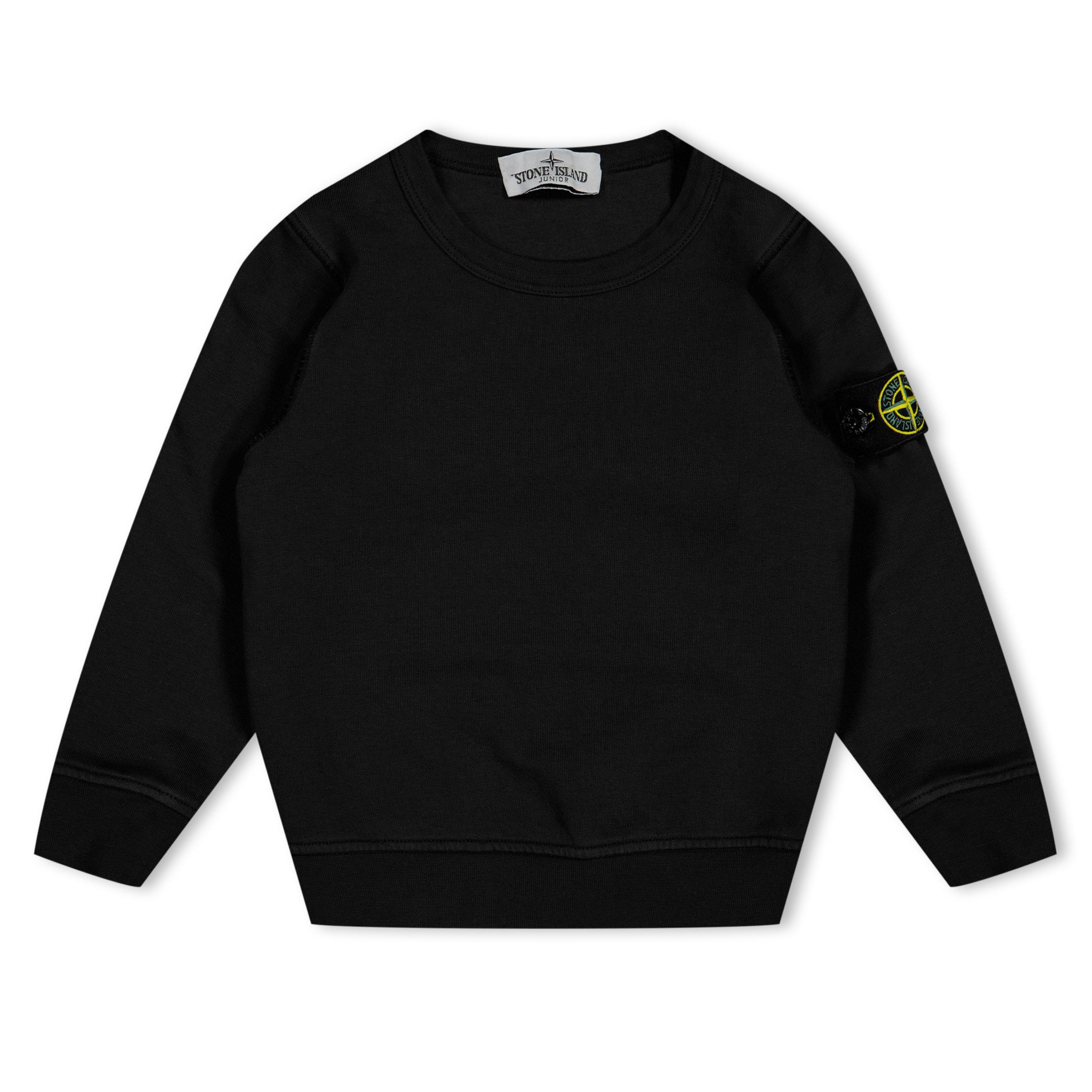 Stone Island Boys' Plain Cotton Badge Crew Lightweight Jumper - Black V0029 - 8 Years