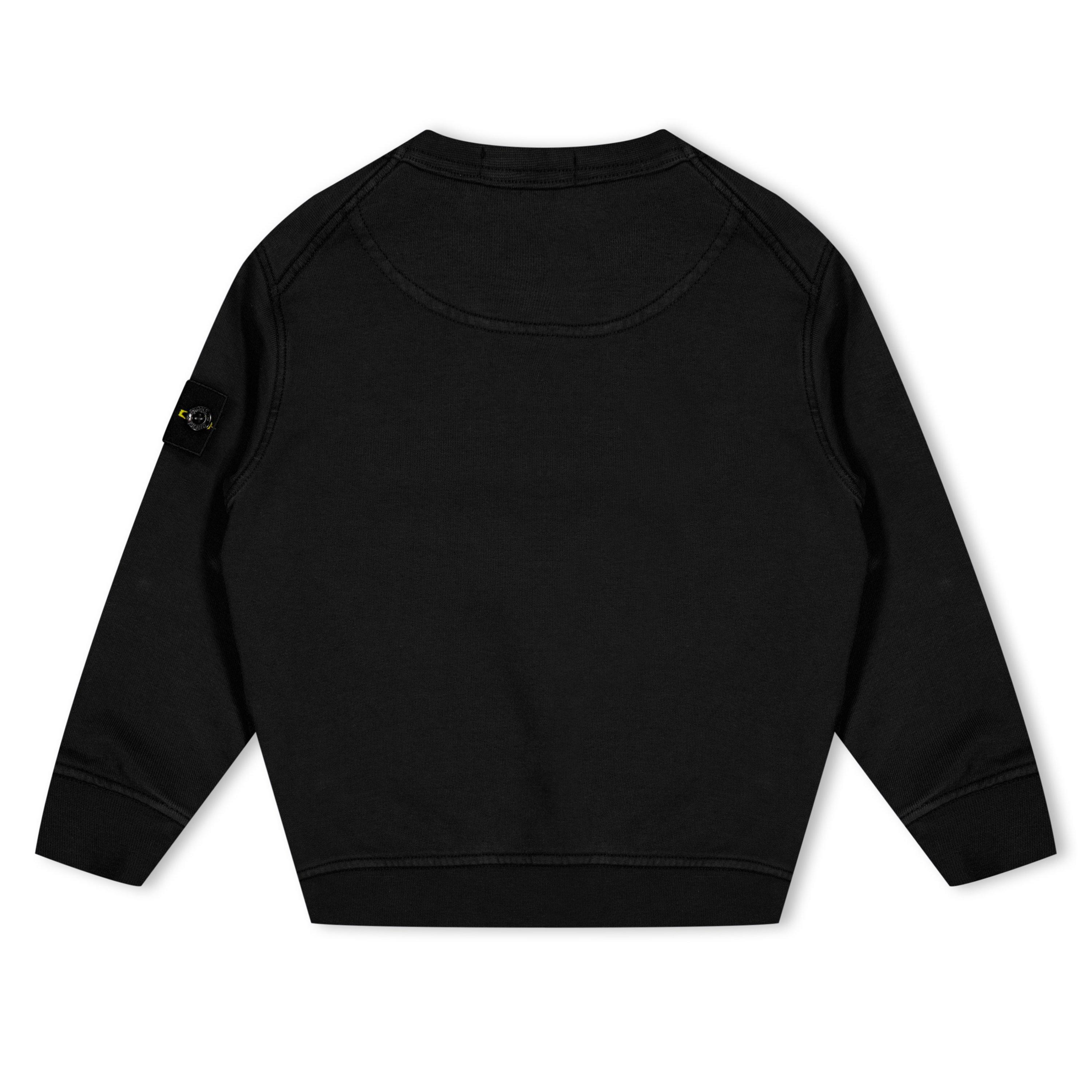 Black V0029 - Stone Island - Boys' Plain Cotton Badge Crew Lightweight Jumper - 2