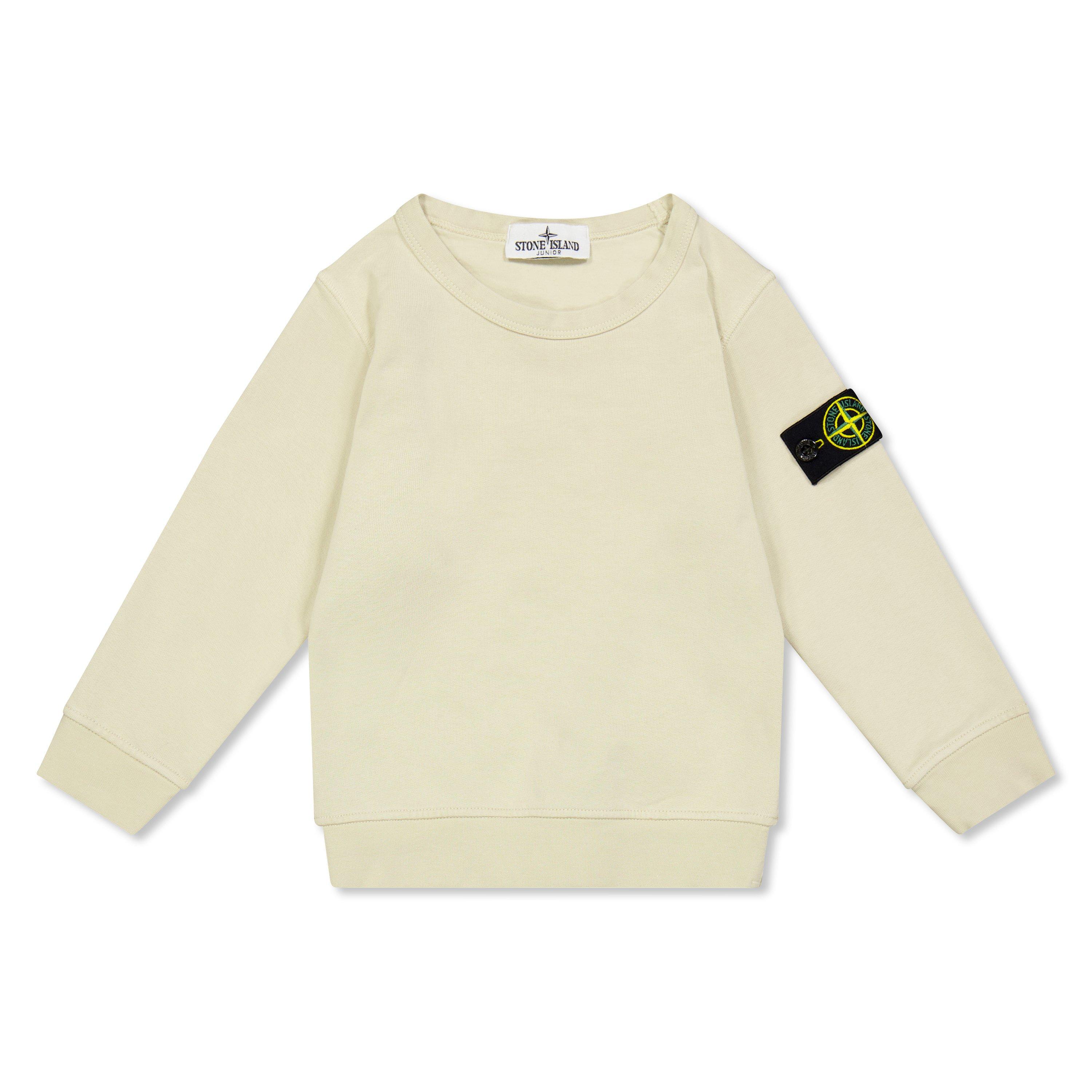 Stone Island Boys' Plain Cotton Badge Crew Lightweight Jumper - Sabbia V0095 - 10 Years