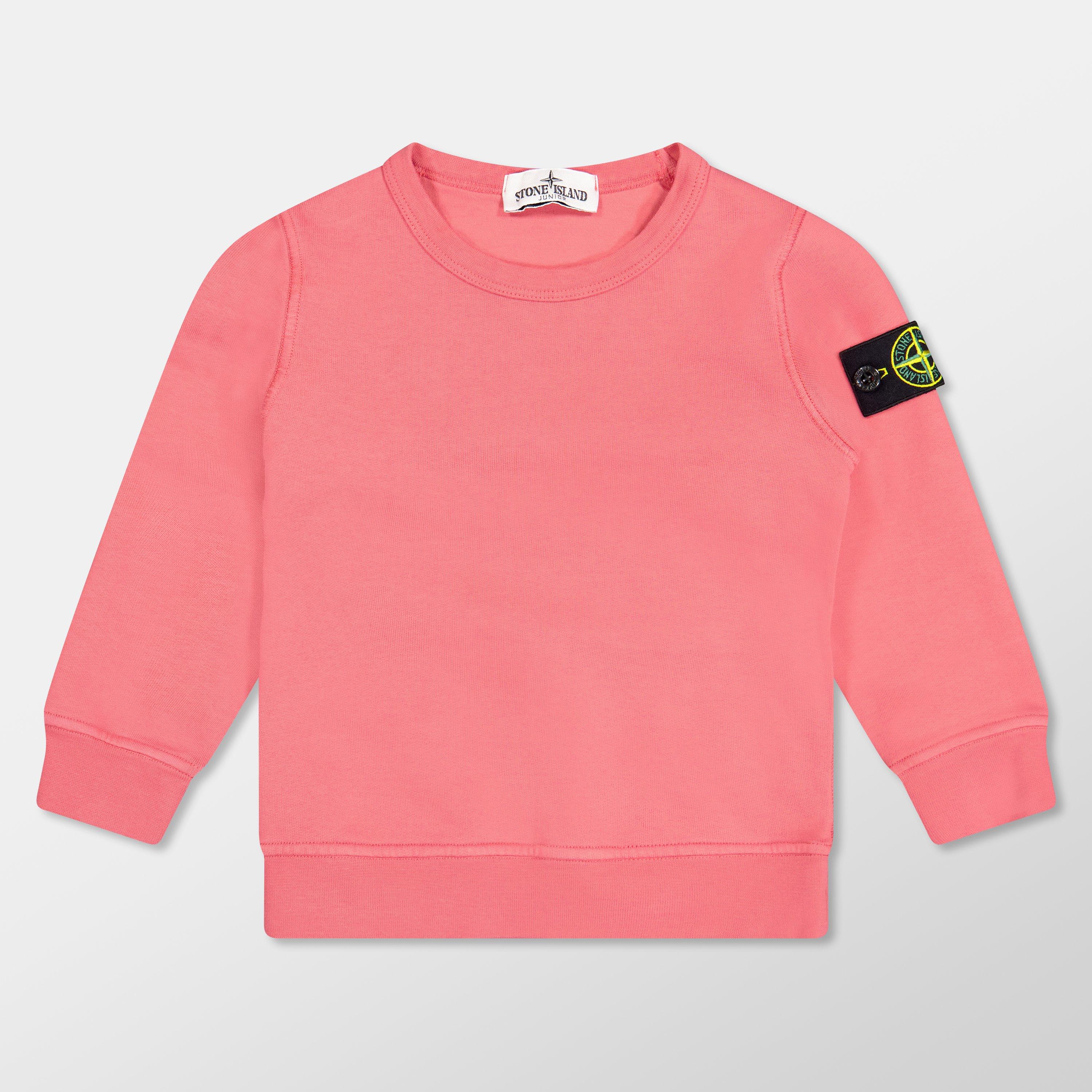 Stone Island Boys' Plain Cotton Badge Crew Lightweight Jumper - Geranio V0089 - 10 Years