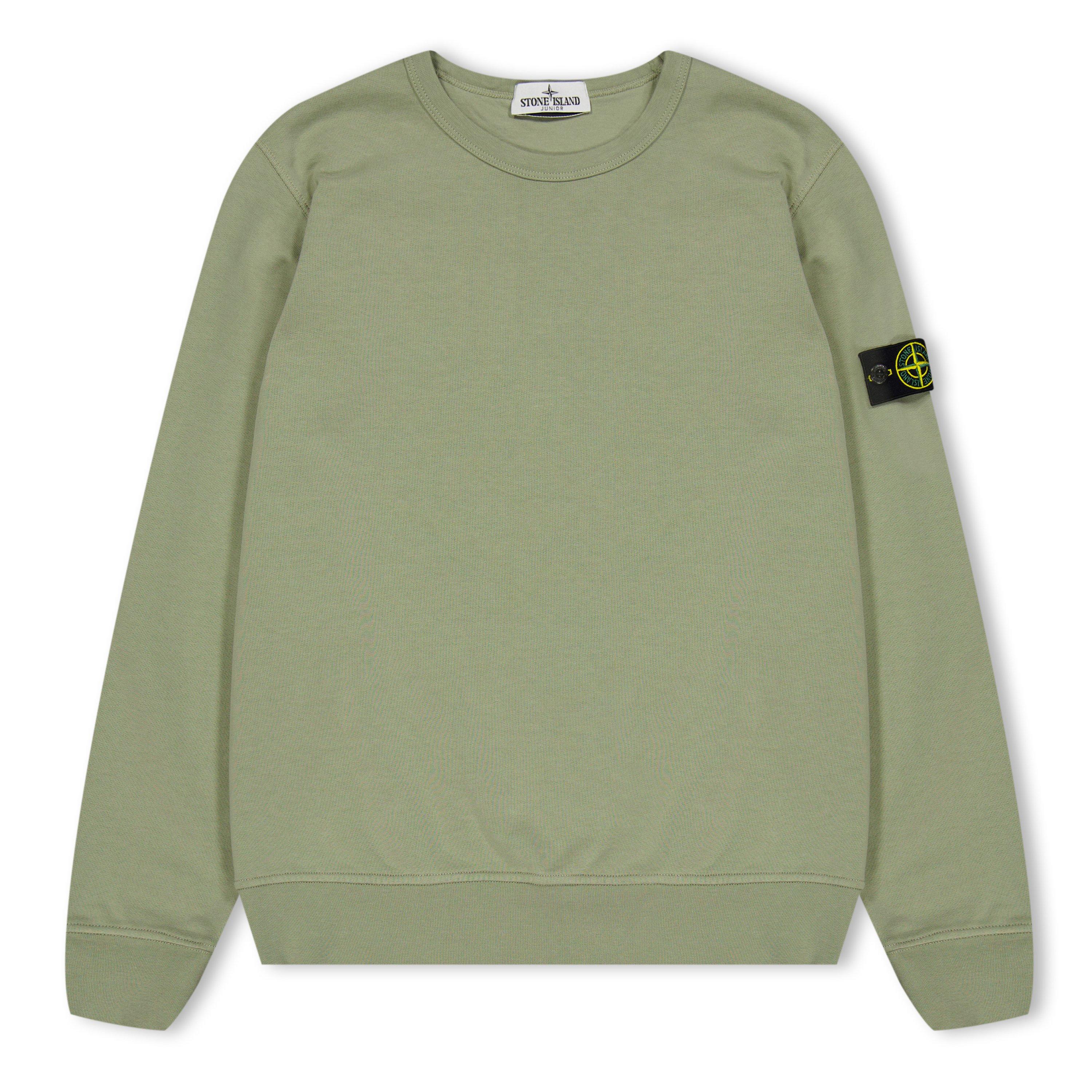Stone Island Boys' Plain Cotton Badge Crew Lightweight Jumper - Fango V0068 - 8 Years