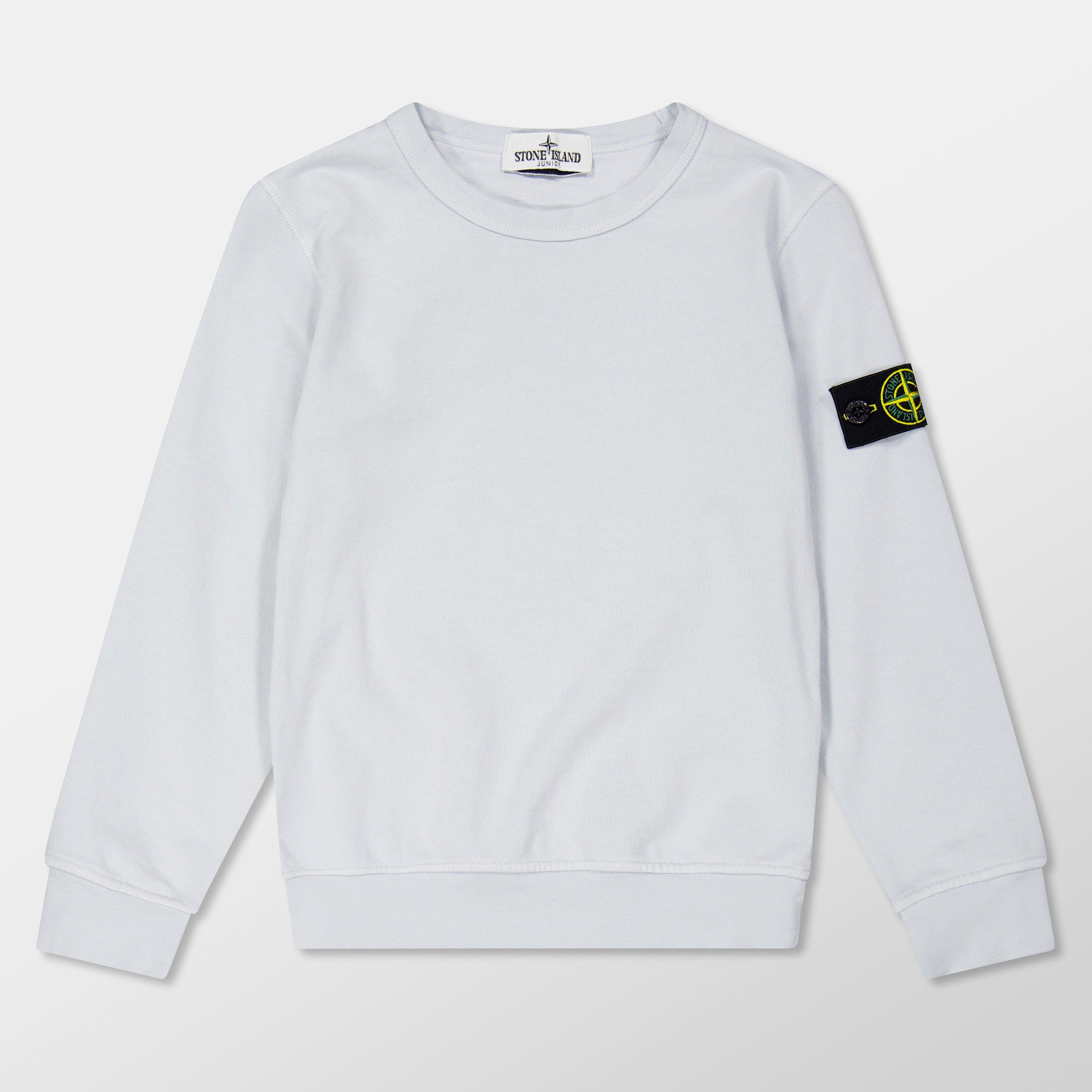 Stone Island Boys' Plain Cotton Badge Crew Lightweight Jumper - Cielo V0041 - 8 Years