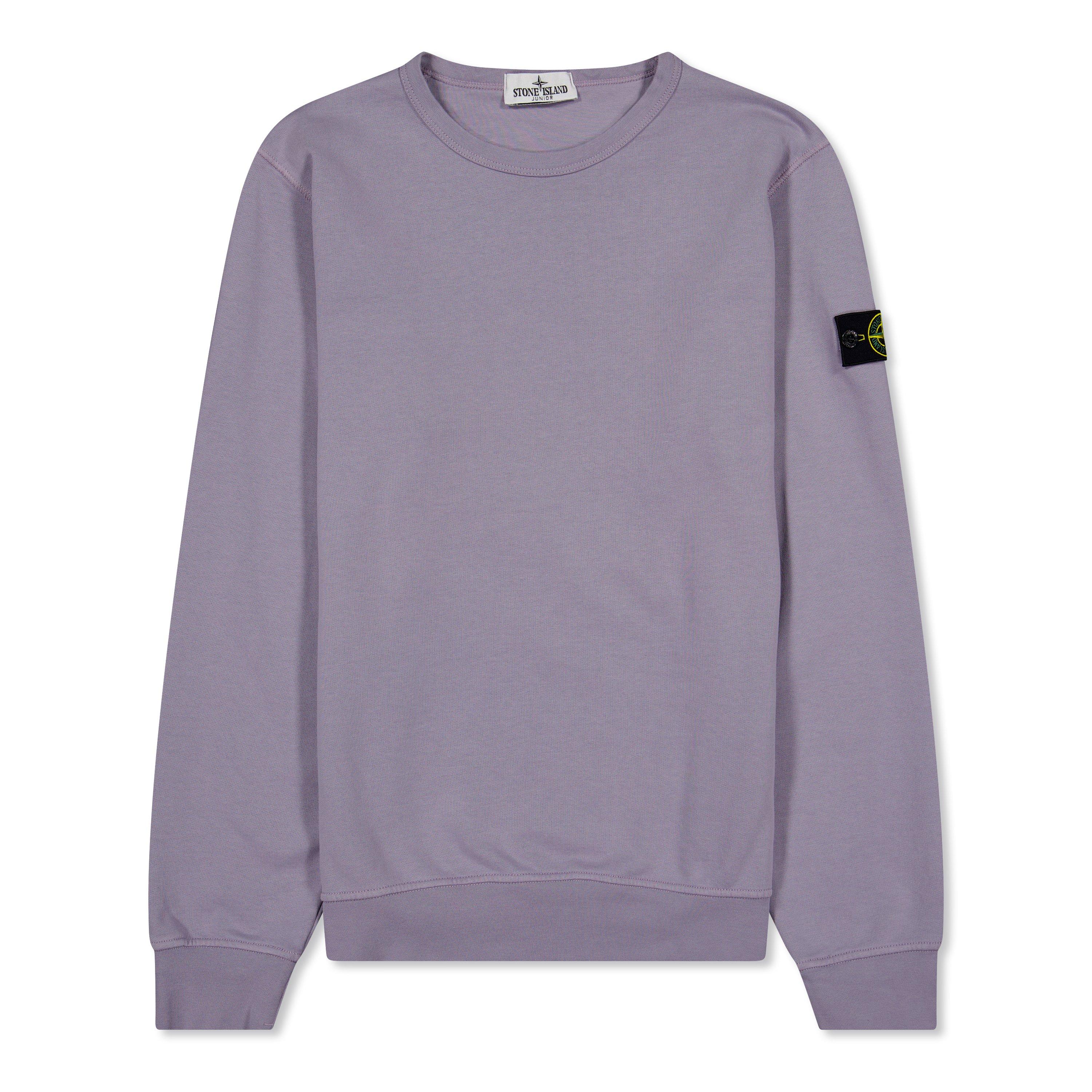 Stone Island Boys' Plain Cotton Badge Crew Lightweight Jumper - Glicine V0088 - 8 Years