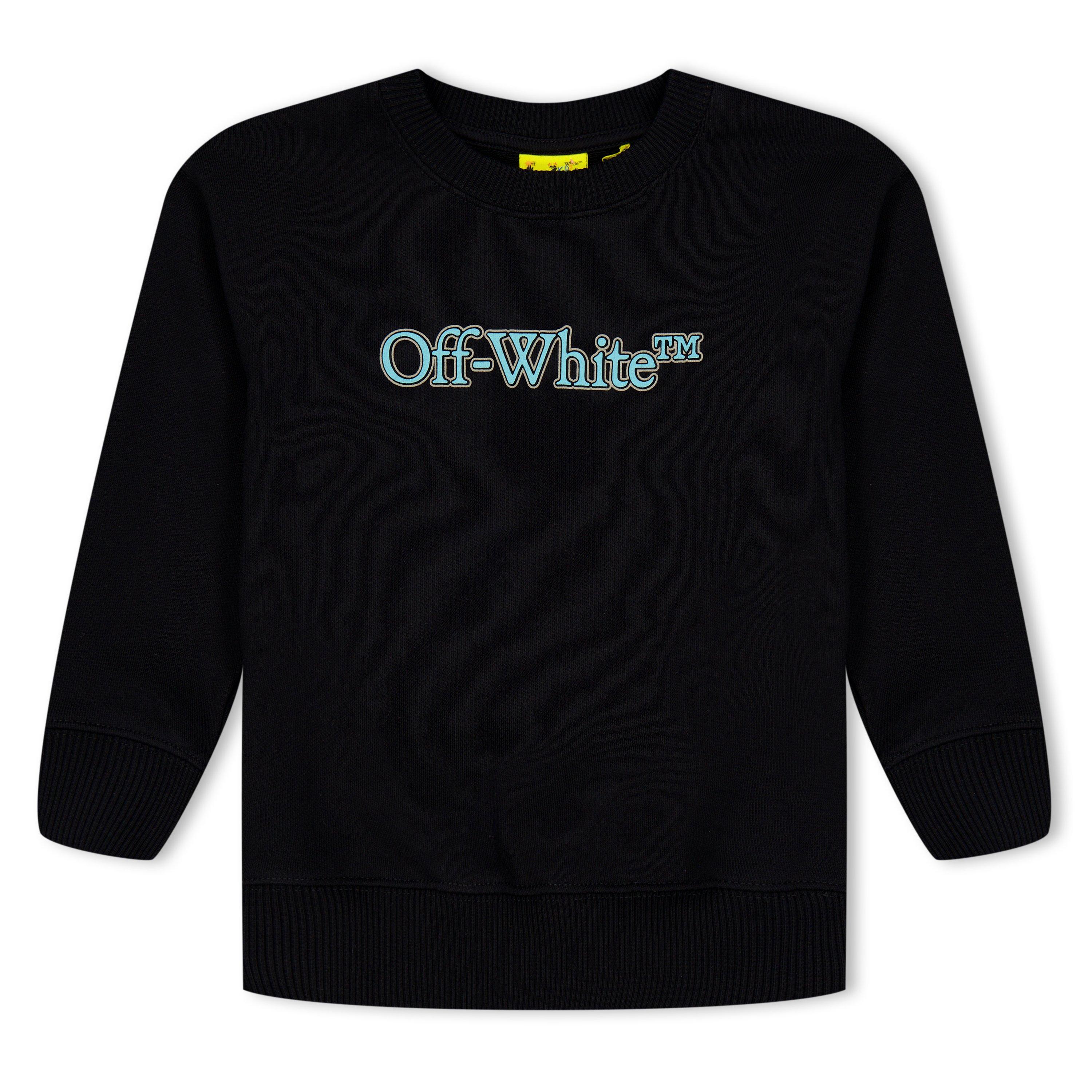 Blk/Blue 1040 - Off White - Unisex Kids Bookish Cotton Long Sleeve Logo Crew Sweatshirt - 1