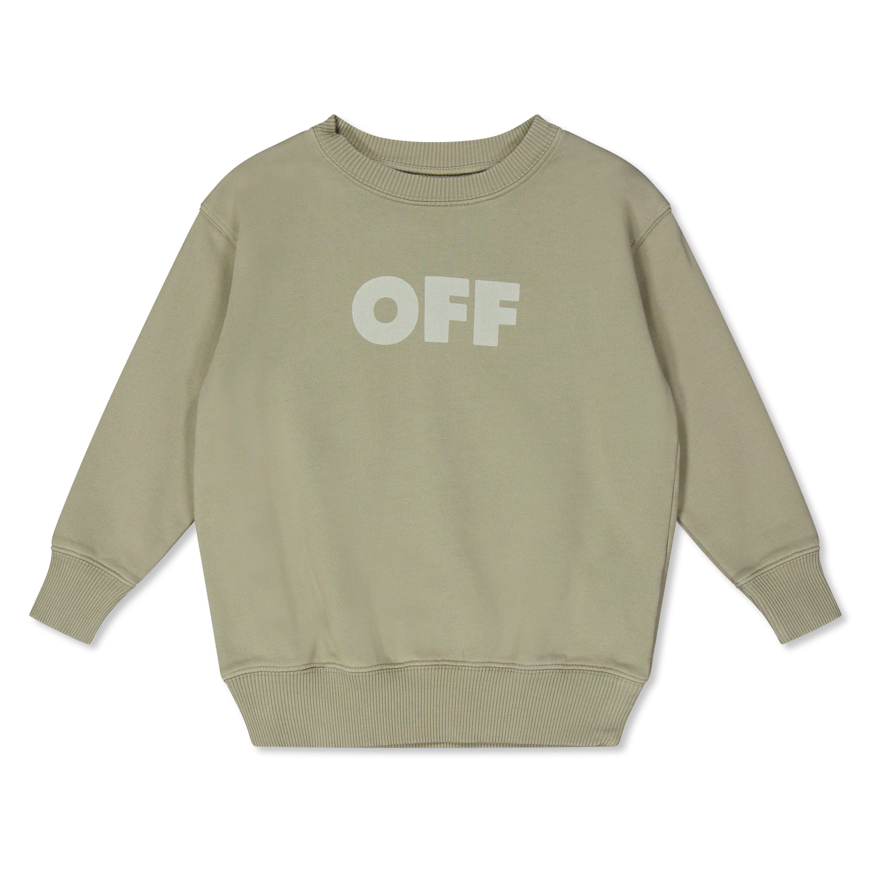 Beige 6305 - Off White - Unisex Kids' - Logo Print Cotton Long Sleeve Crew Sweatshirt - 1