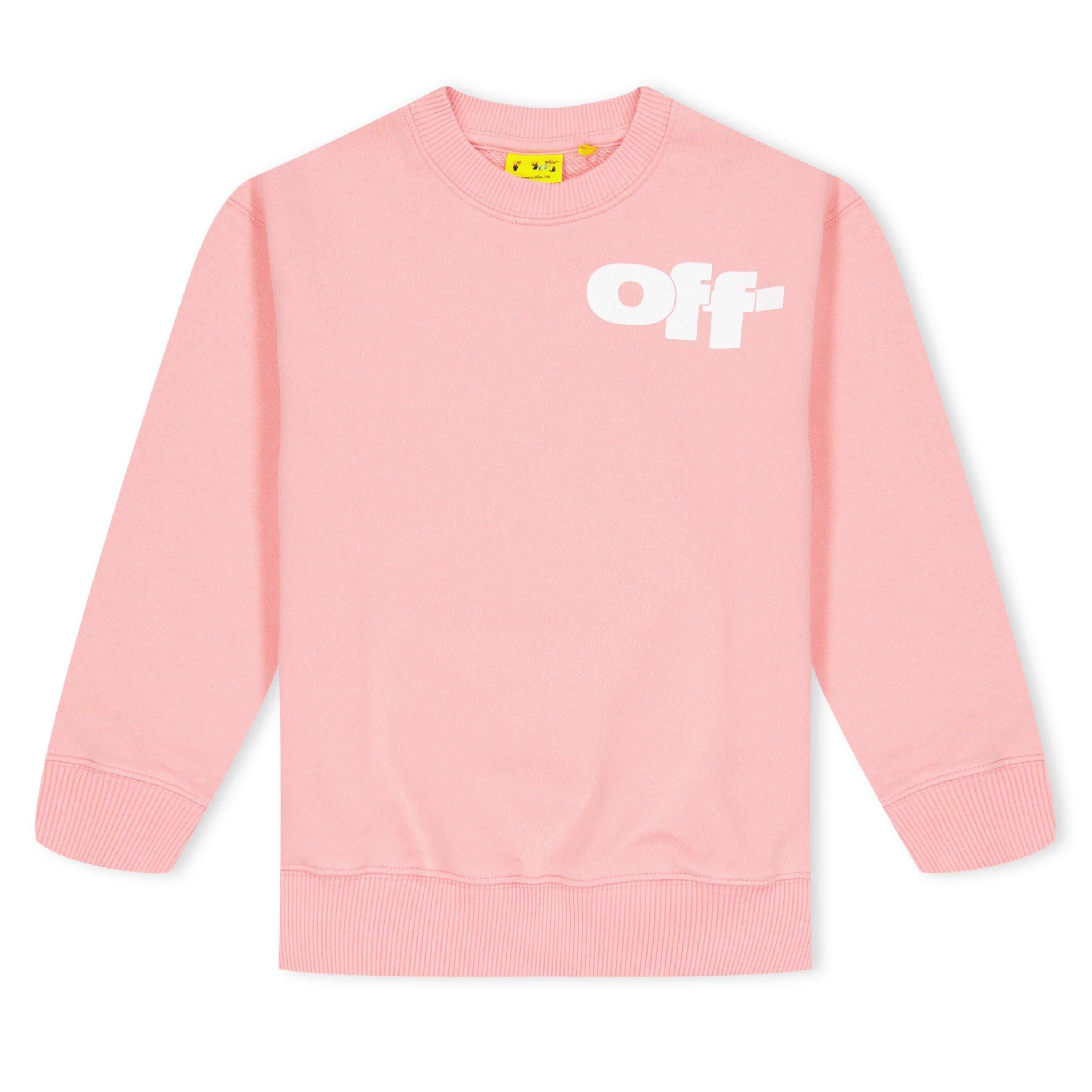 Pink Wht 3001 - Off White - Kids' - Logo Cotton Long Sleeve Crew Sweatshirt - 1