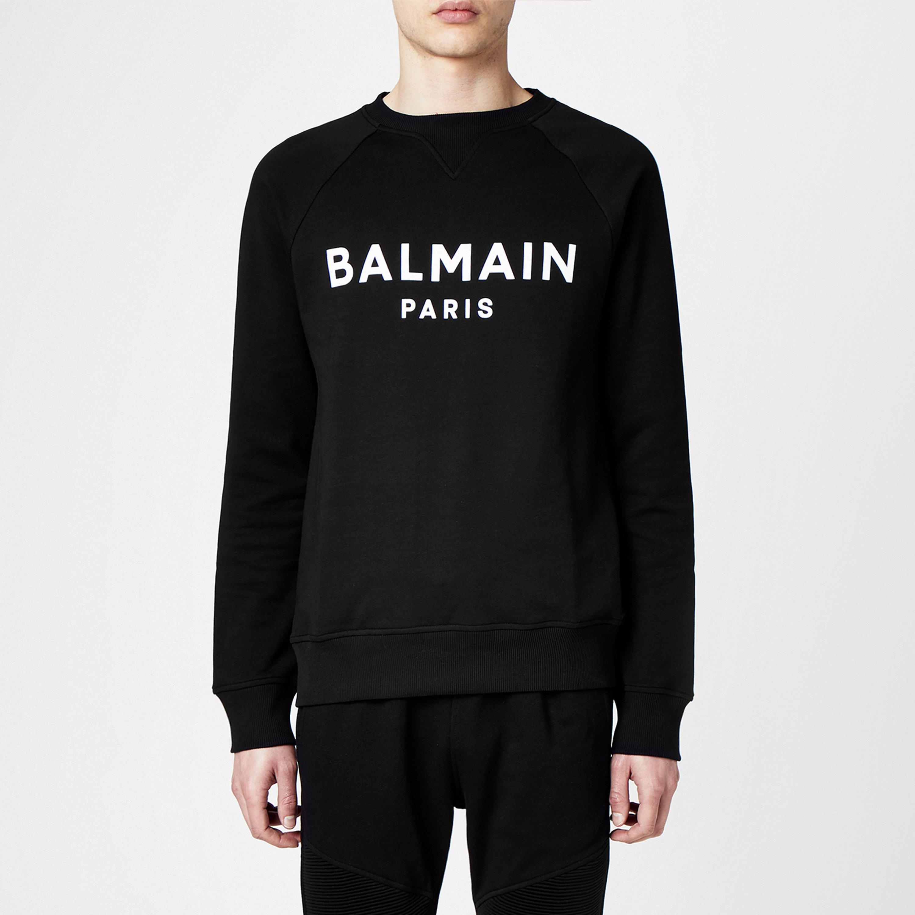 Noir/Blanc EAB - Balmain - Logo Crew Sweater - 1