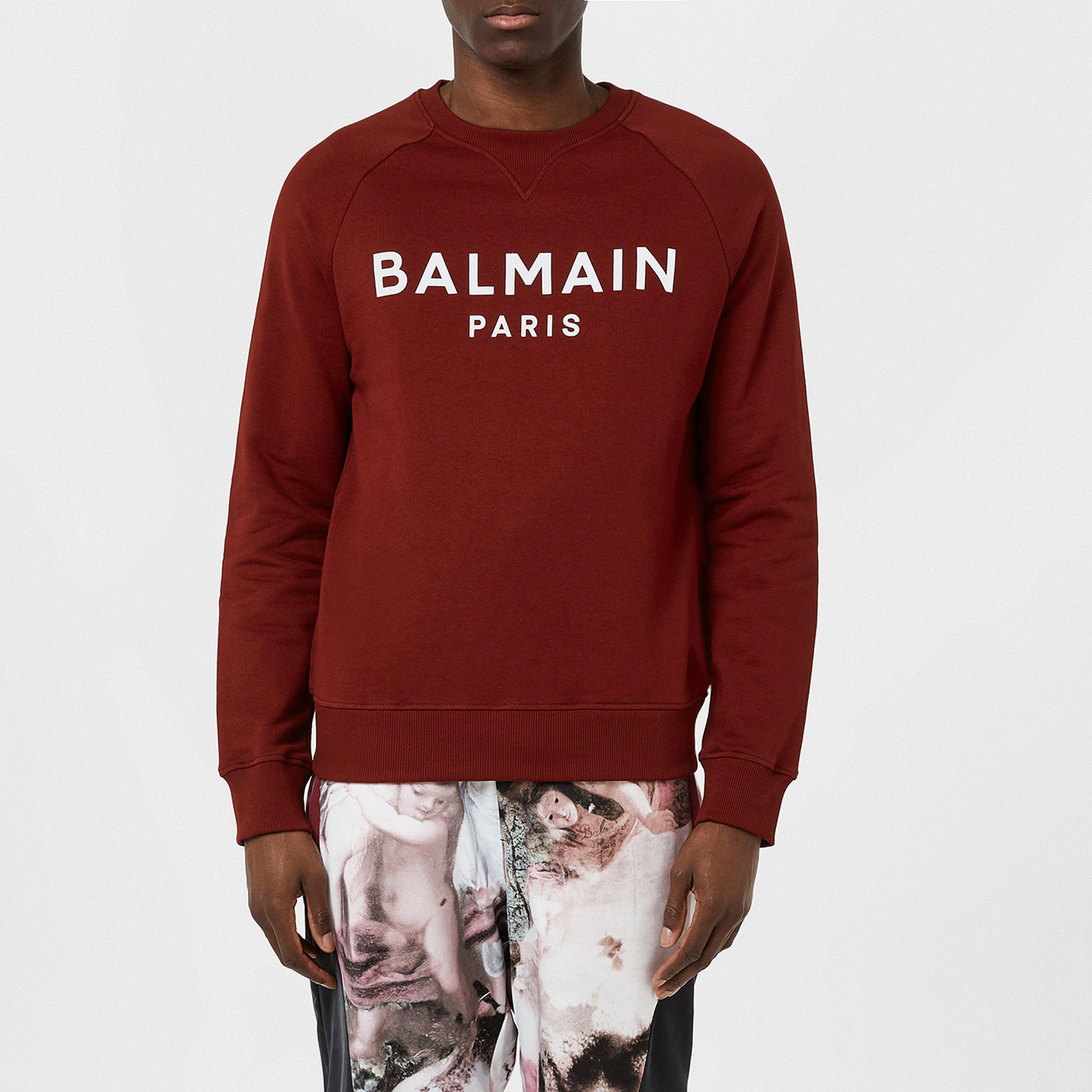 Red/Wht MEB - Balmain - Logo Crew Sweater - 1