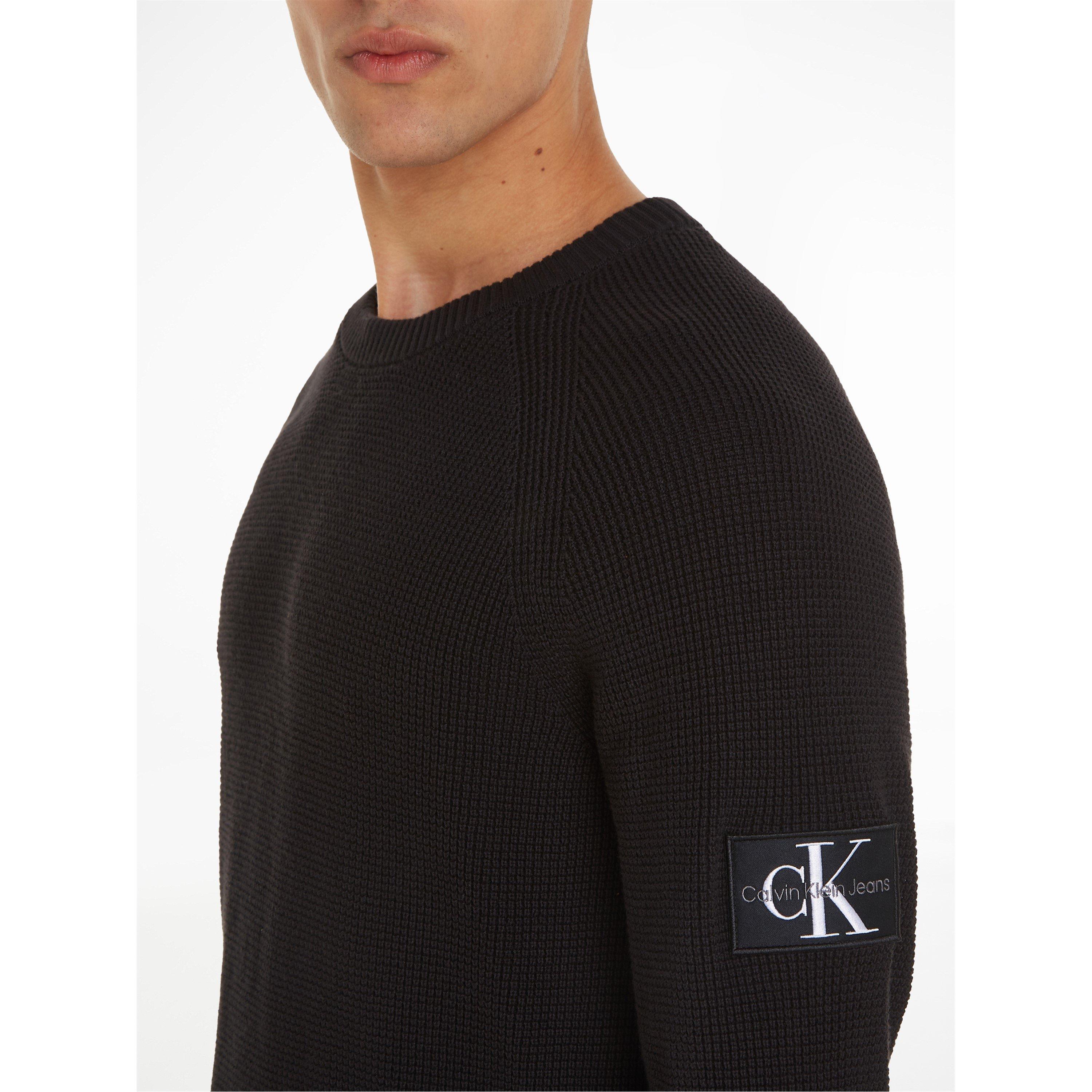 Ck Black BEH - Calvin Klein Jeans - Men's Badge Easy Crew Sweatshirt - 3