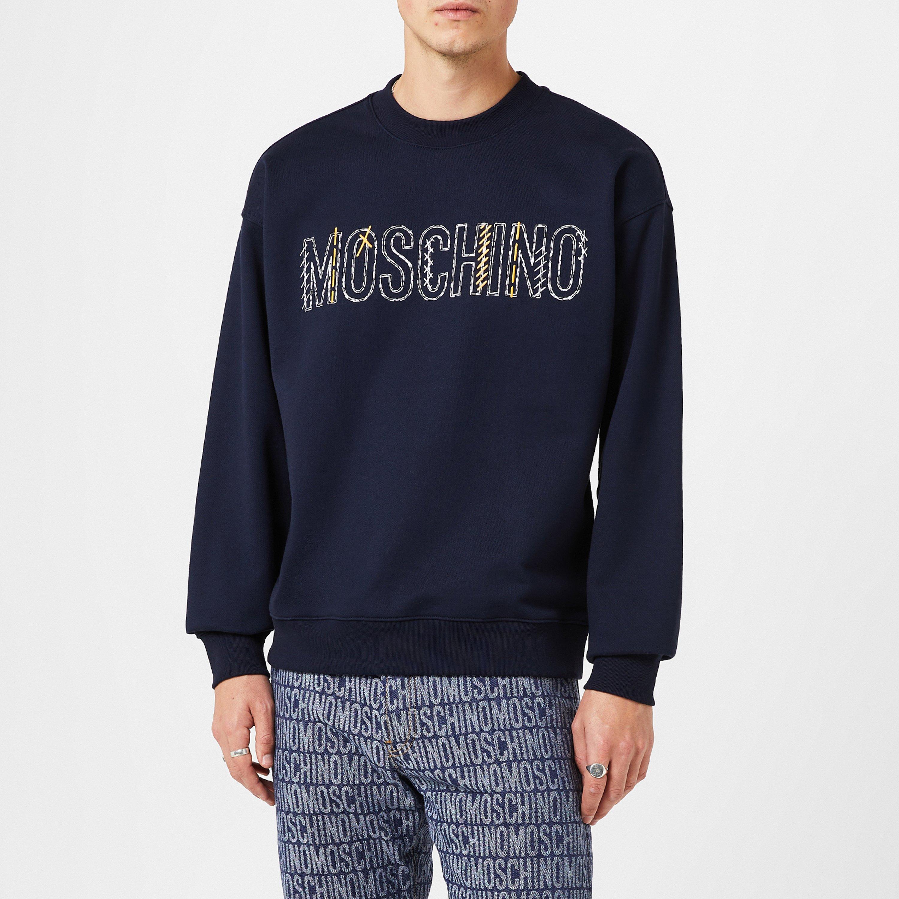 【関税込み】Moschino ブルー ロゴプリント スウェットシャツ 関税込み】Moschino ブルー ロゴプリント スウェットシャツ