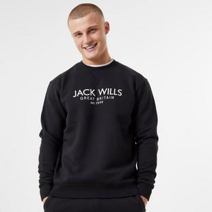 Black - Jack Wills - Belvue Graphic Logo Crew Neck Sweatshirt - 1