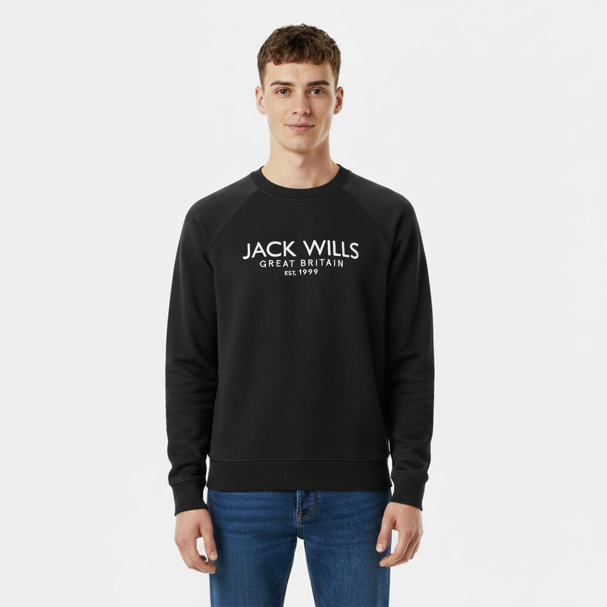 Preto - Jack Wills - Belvue Logo Sweatshirt Mens - 3