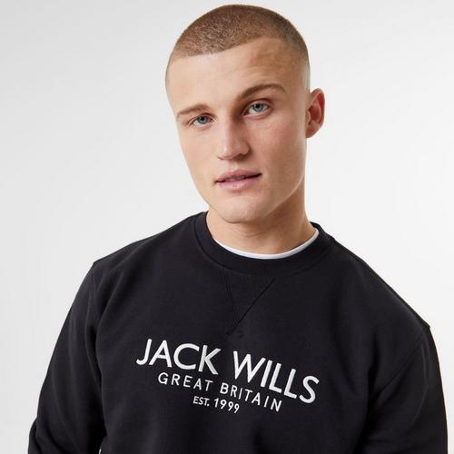 Black - Jack Wills - Belvue Graphic Logo Crew Neck Sweatshirt - 3