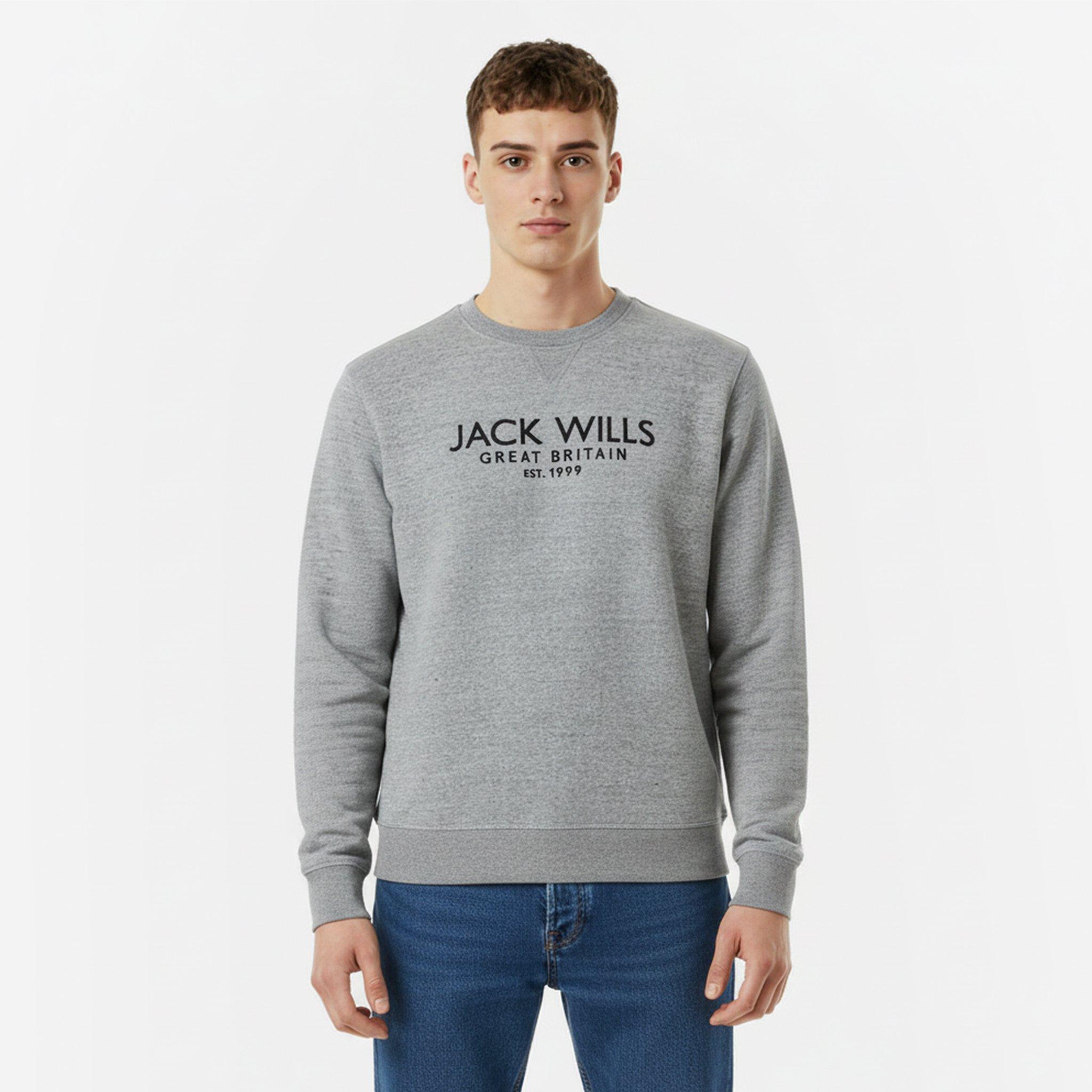 Grey Marl - Jack Wills - Belvue Logo Sweatshirt Mens - 3