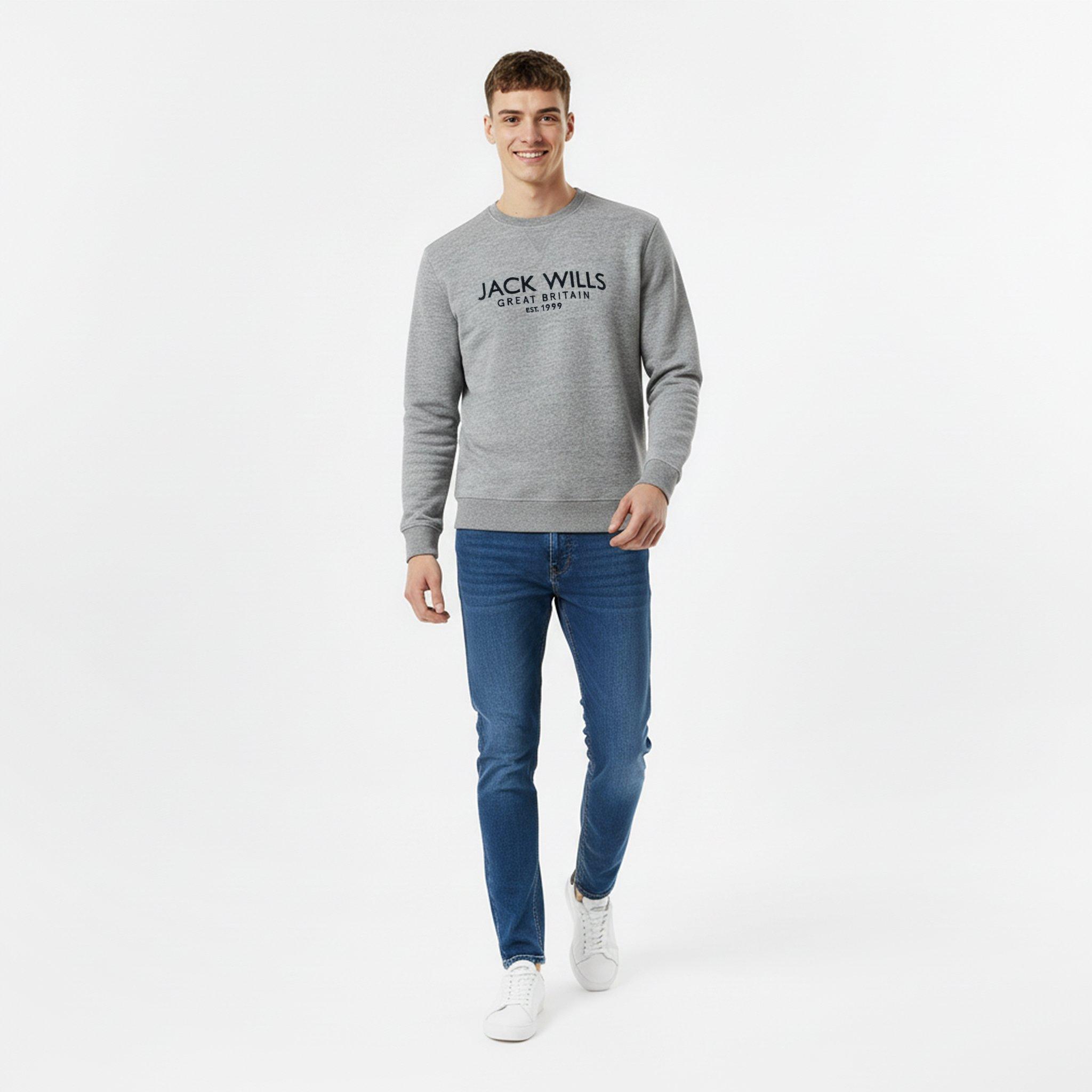 Grey Marl - Jack Wills - Belvue Logo Sweatshirt Mens - 5