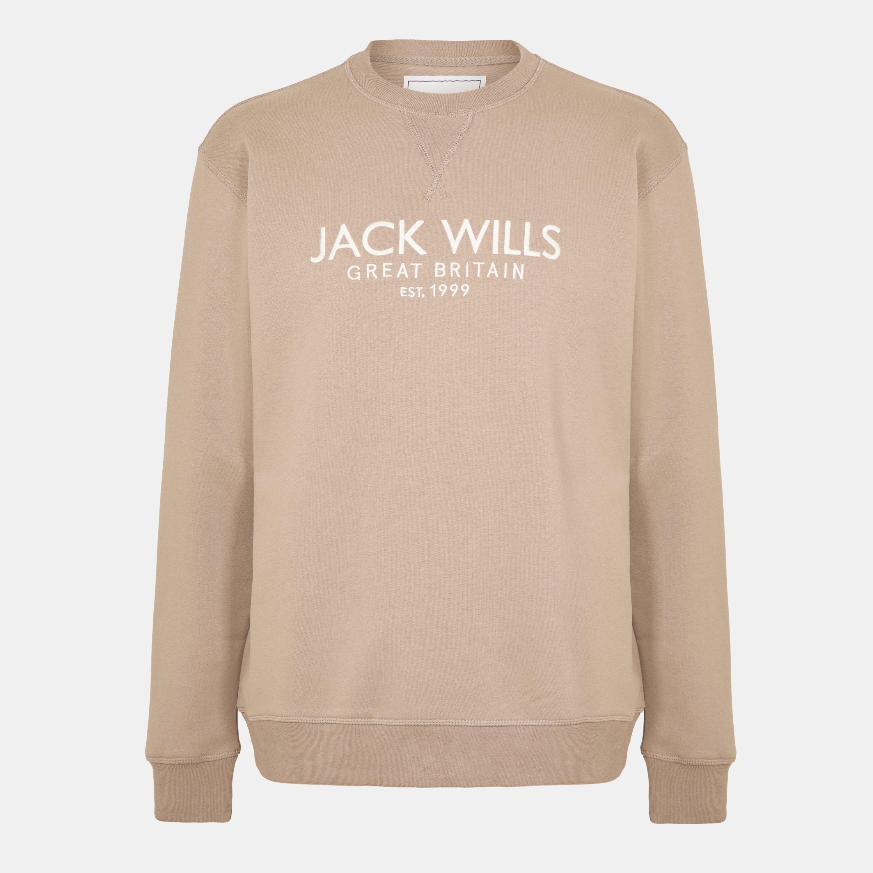 Jack Wills Men's Belvue Logo Sweatshirt - Moon Rock - XS