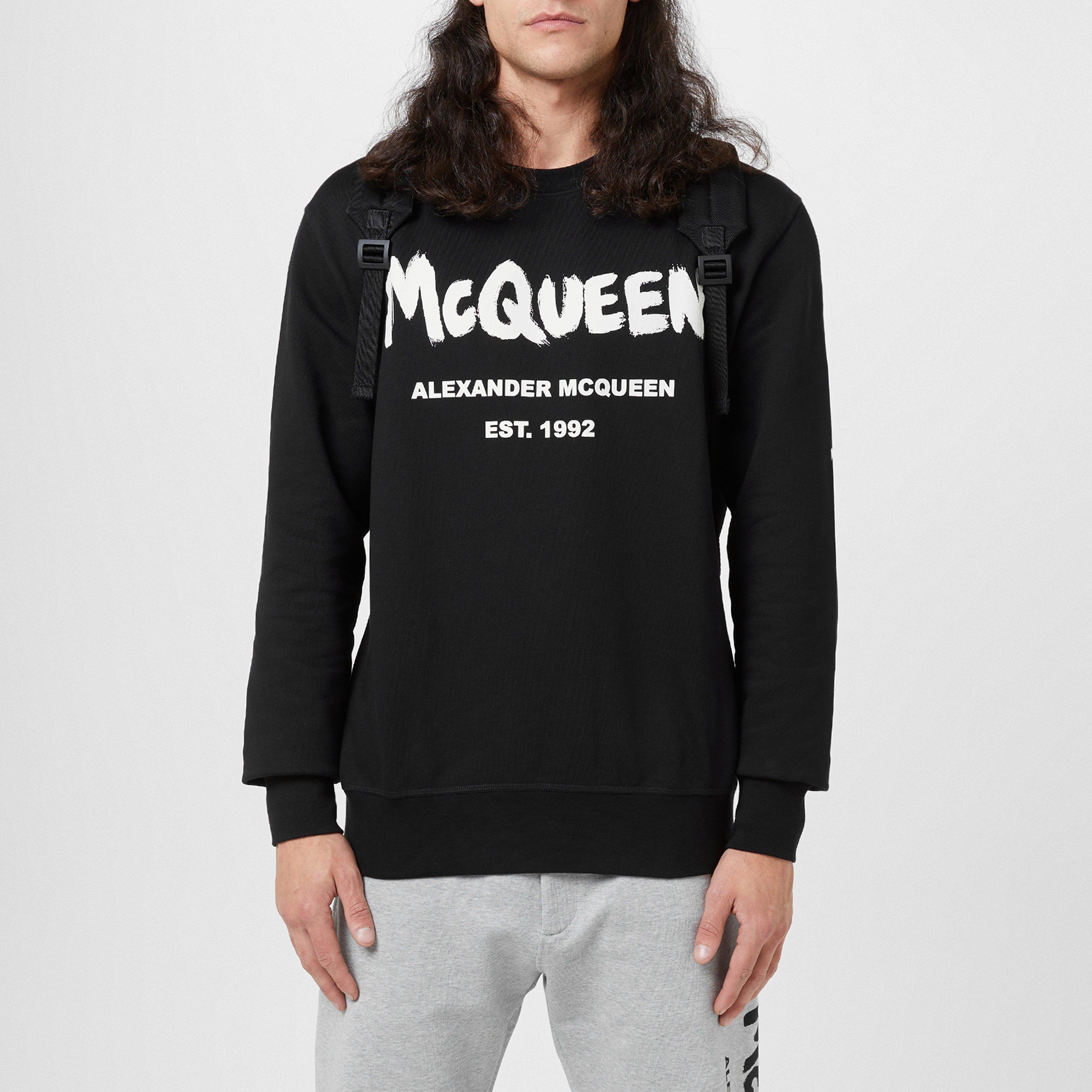 Black/Wht 0901 - Alexander McQueen - Graffiti Sweatshirt - 1