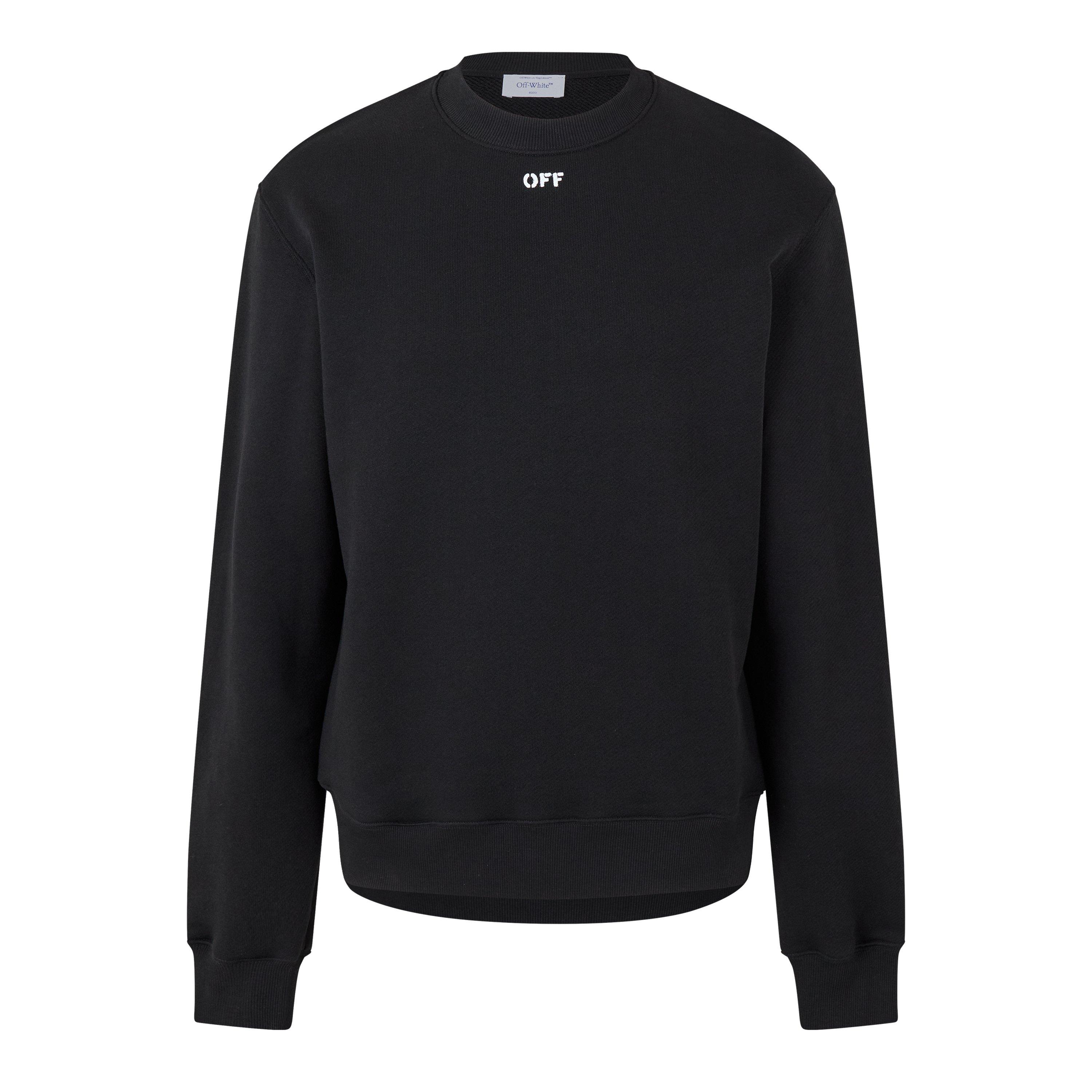 Black - Off White - Men's Arrow Cotton Long Sleeve Crew Sweatshirt - 1