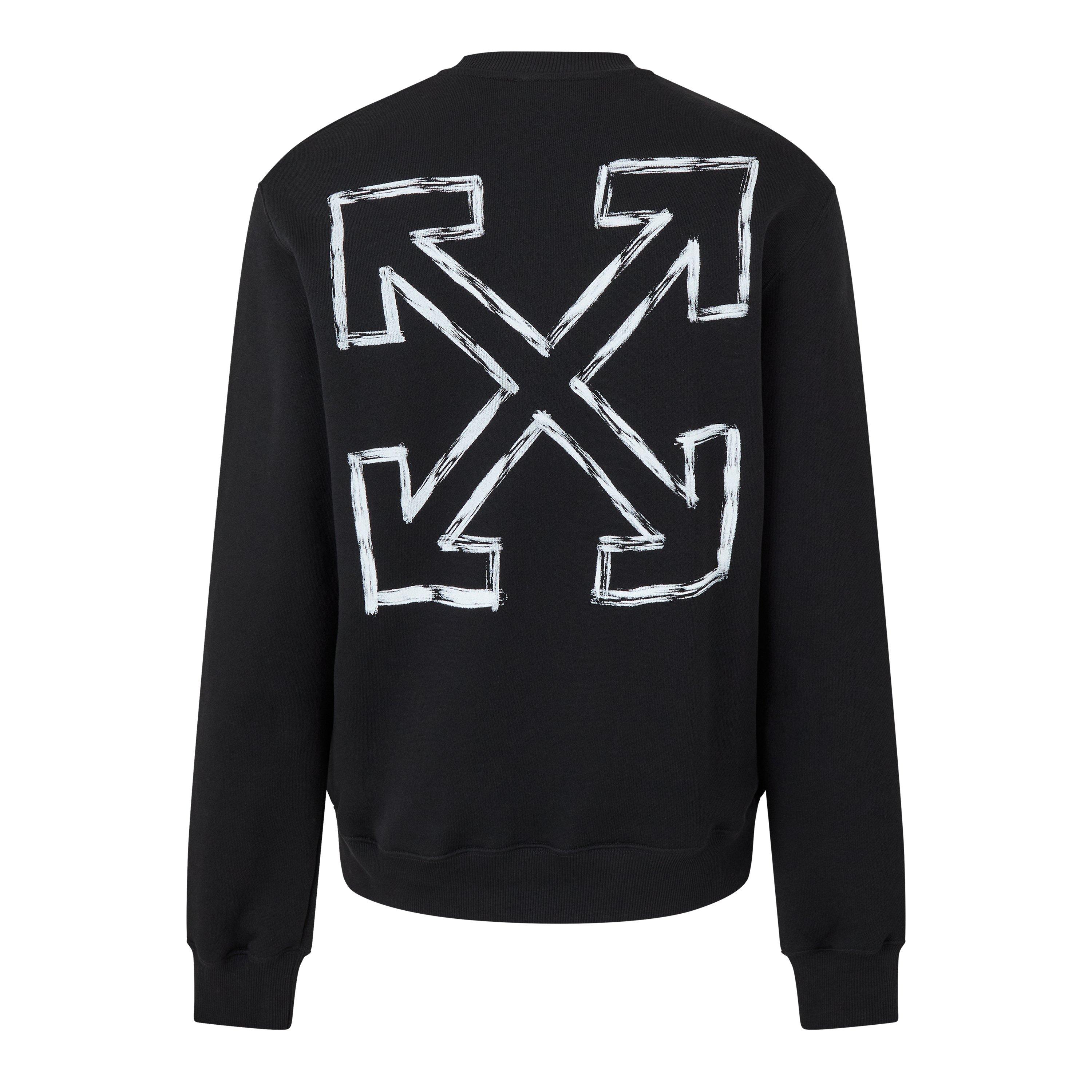 Black - Off White - Men's Arrow Sweatshirt, Bold Sketch-Style Logo Sweater - 3