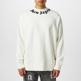 Palm Angels Neck Logo Crew Neck Sweatshirt