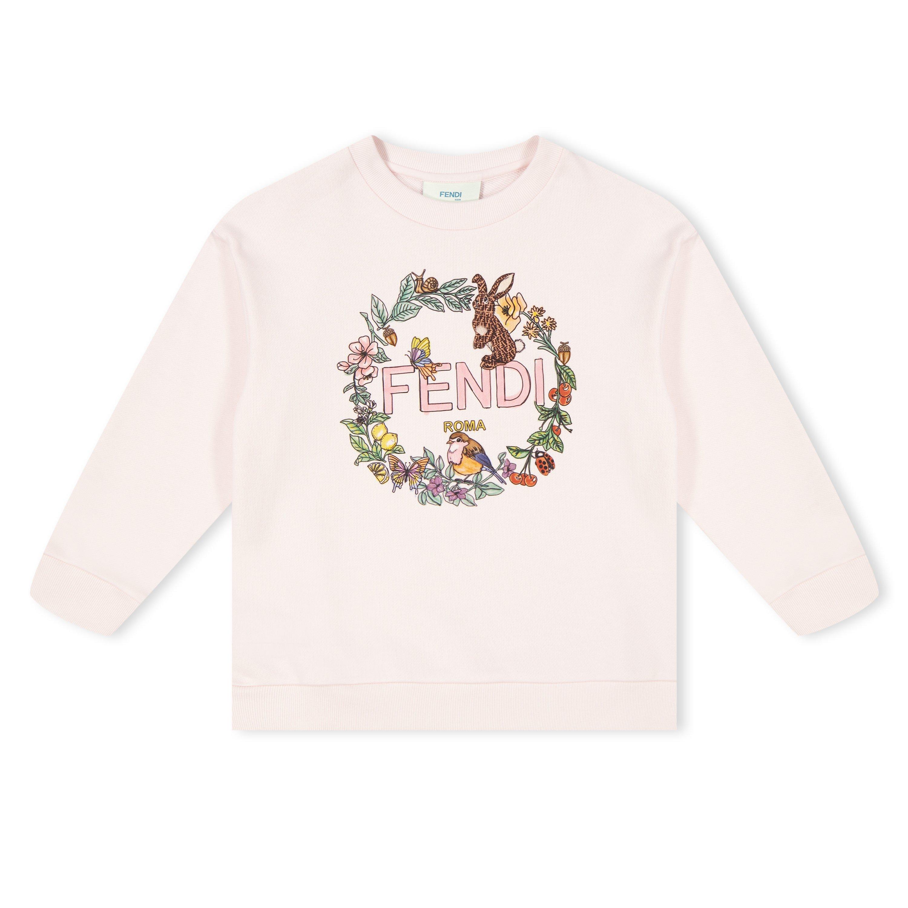 Rose Wtr F1QYC - Fendi - Flower Logo Crew Neck Juniors - 1