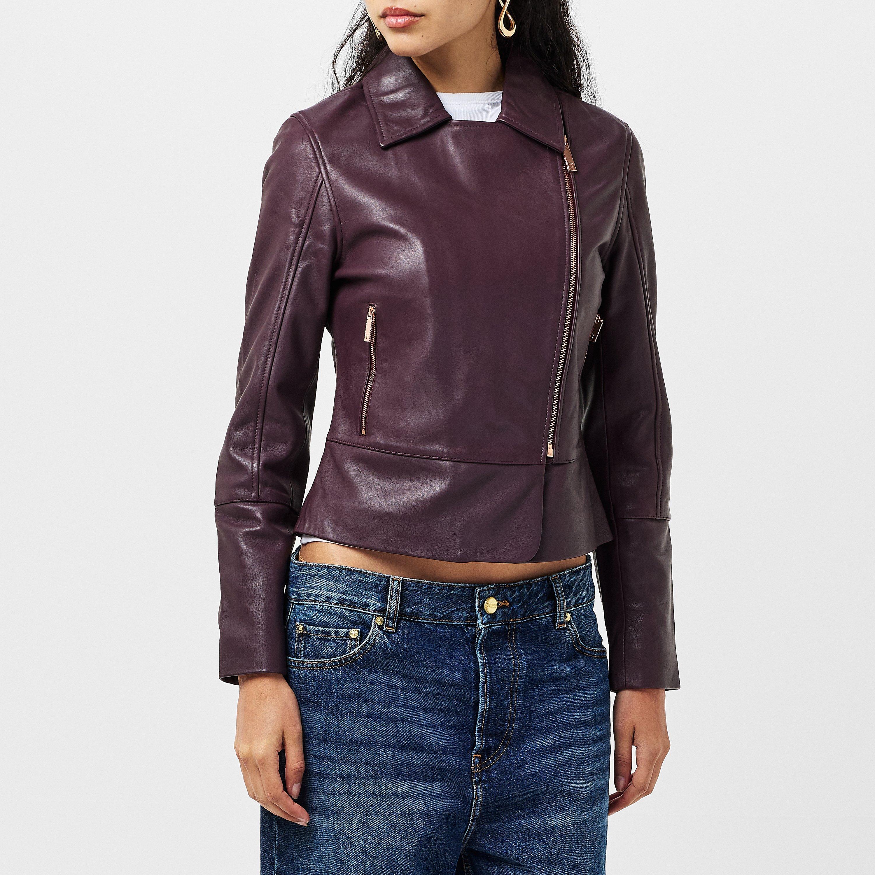 Viola - Ted Baker - Women's Lizia Minimal Biker Leather Jacket - 3
