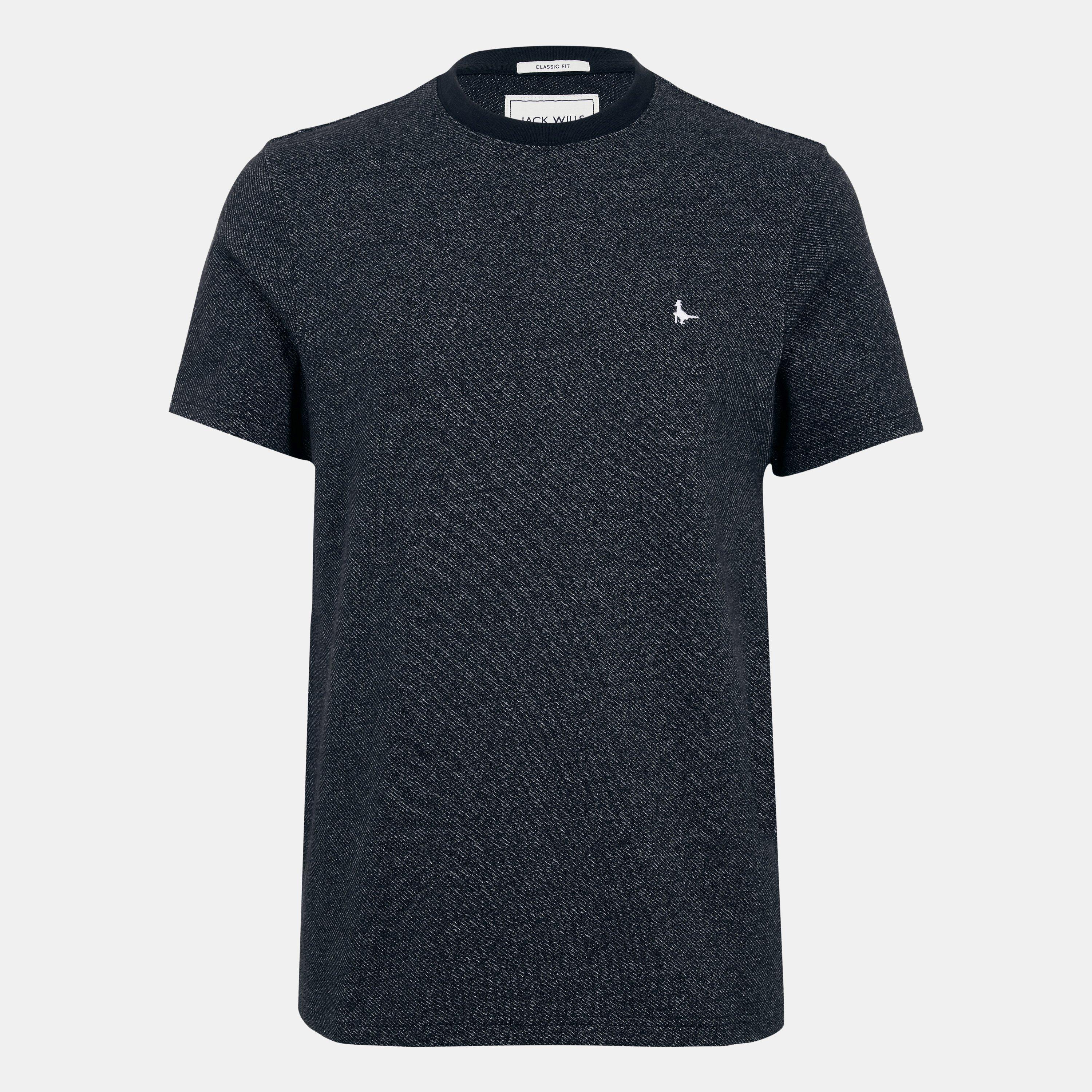 Black/White - Jack Wills - Men's JW Siro Ribbed Regular Fit T-Shirt - 1