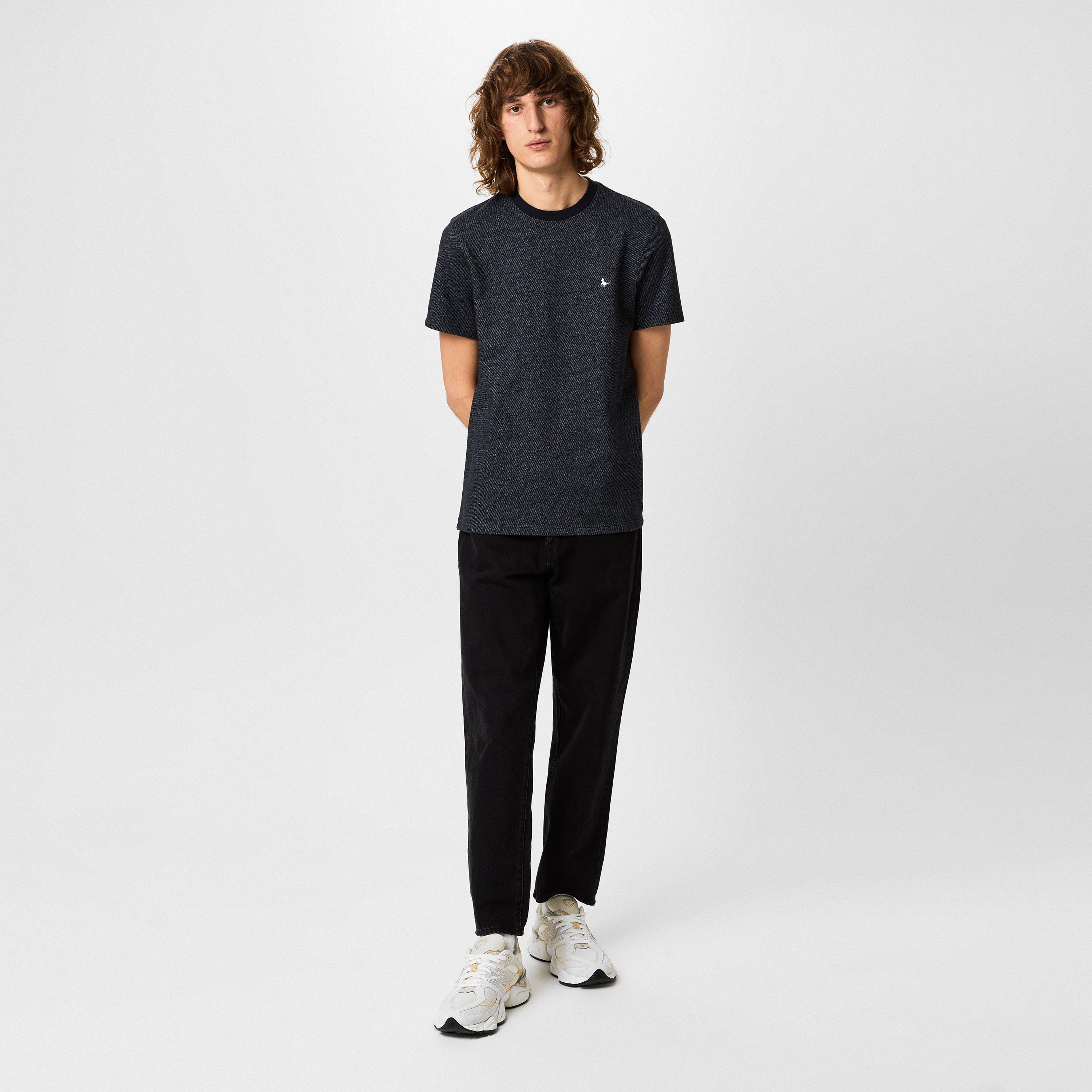 Black/White - Jack Wills - JW Siro Ribbed Regular Fit T-Shirt - 6