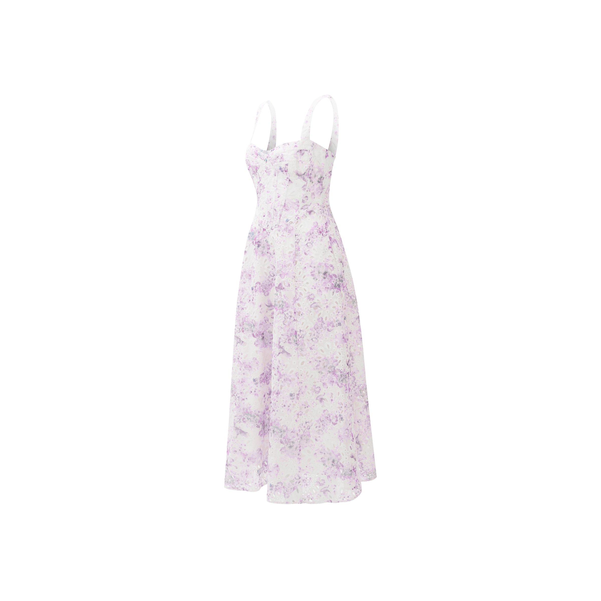 Lilac Flor - Bardot - Adaline Corset Midi Dress - 6
