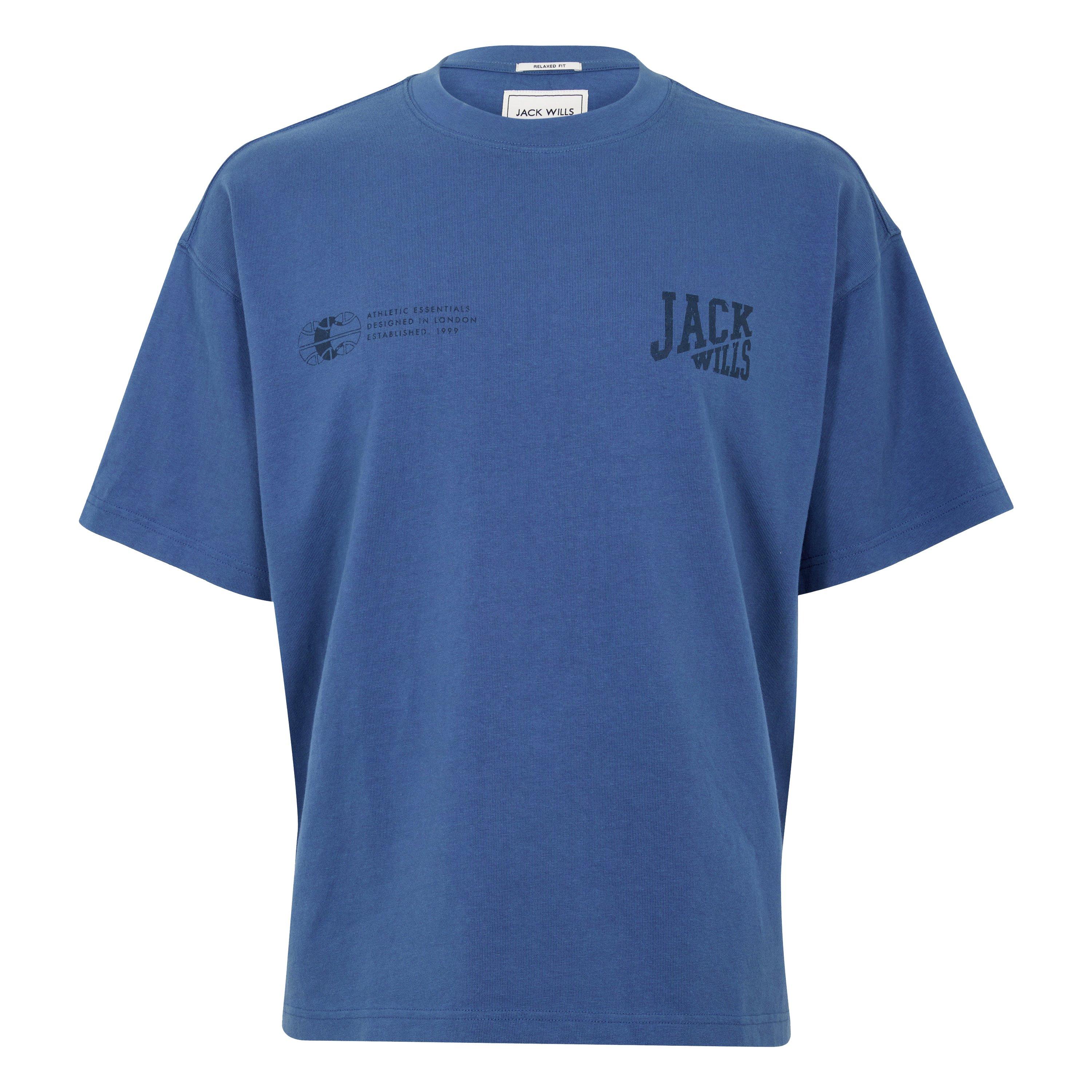 Vintage Indigo - Jack Wills - Mens JW Stacked Logo Regular Fit T-Shirt - 1