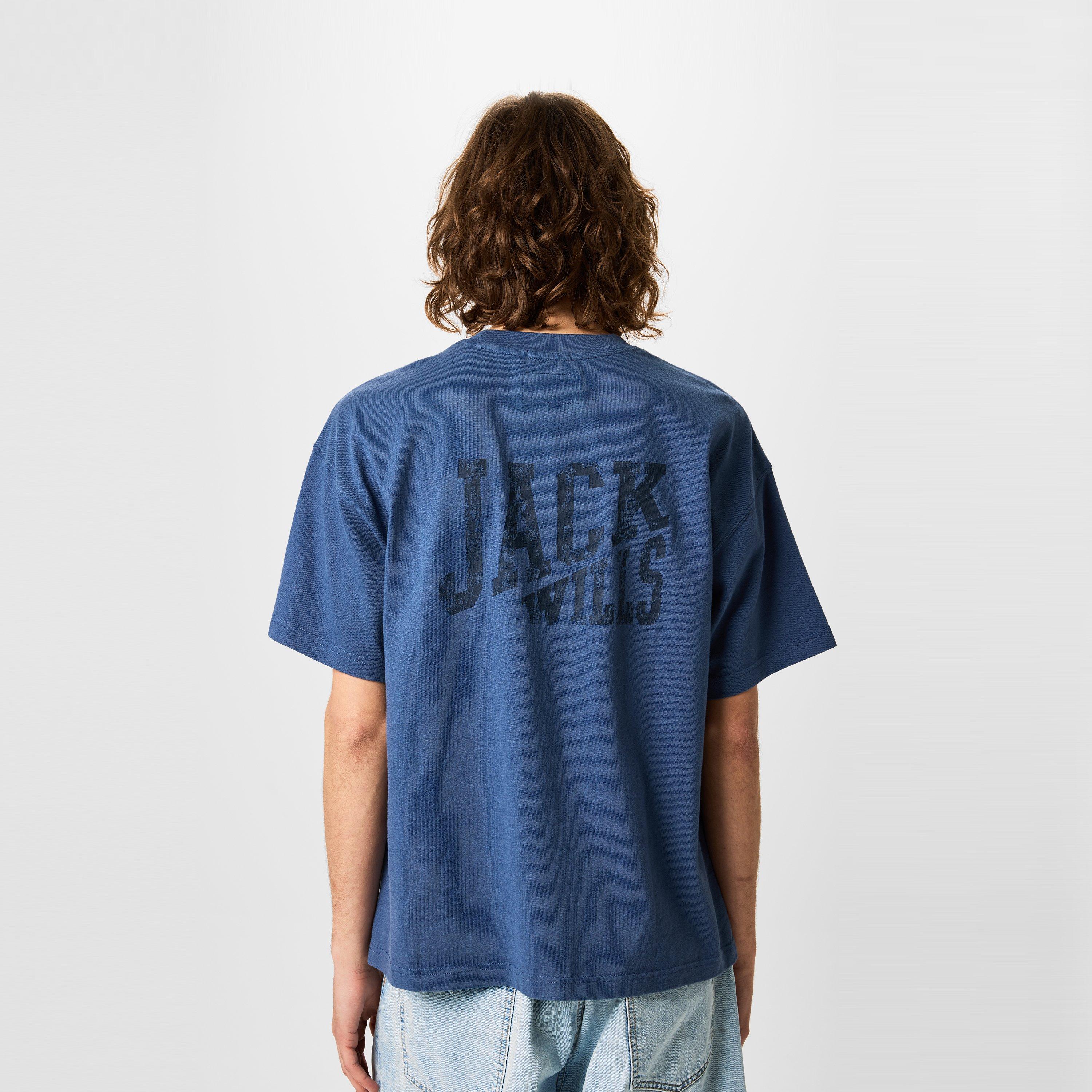Vintage Indigo - Jack Wills - JW Stacked Logo Regular Fit T-Shirt - 4