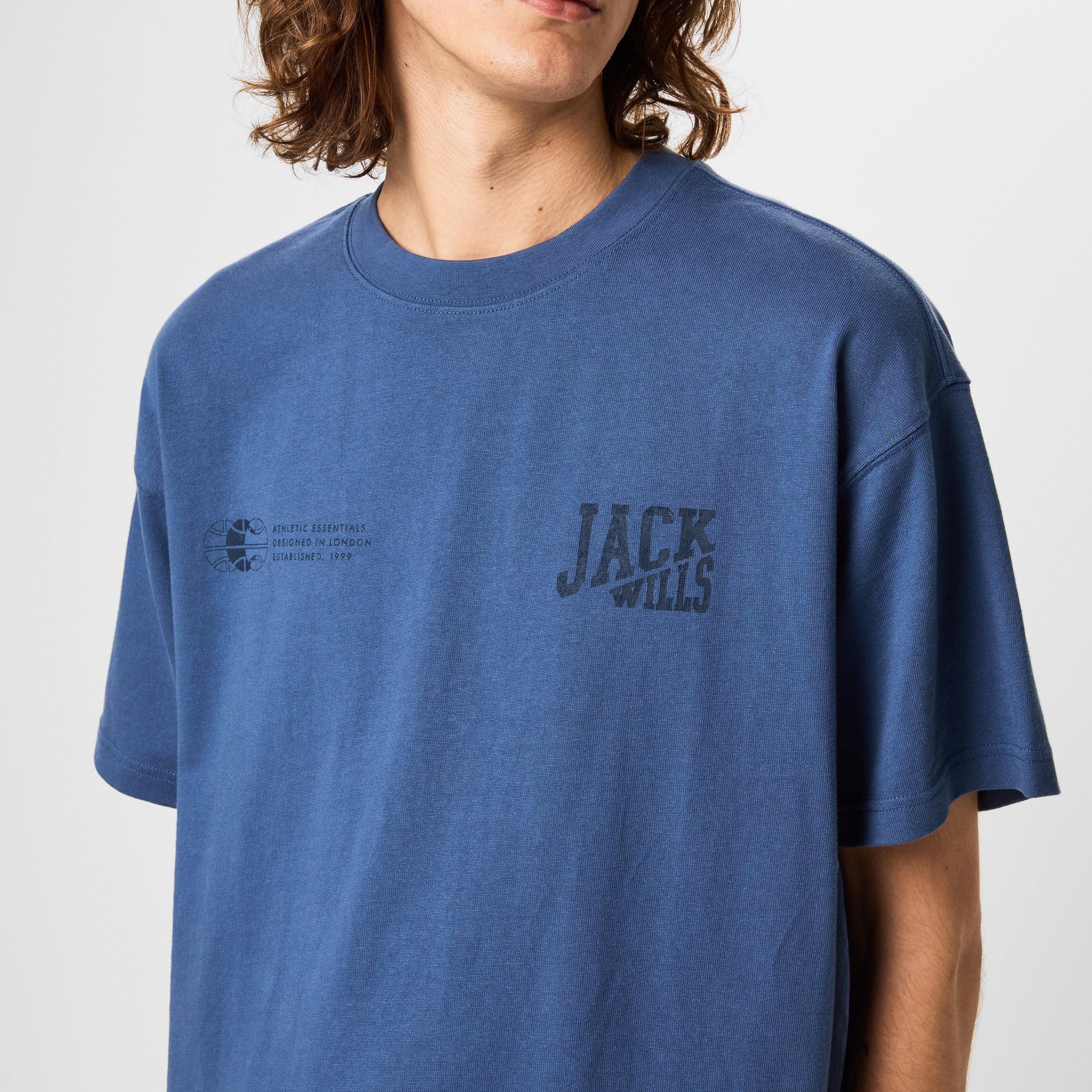 Vintage Indigo - Jack Wills - JW Stacked Logo Regular Fit T-Shirt - 5