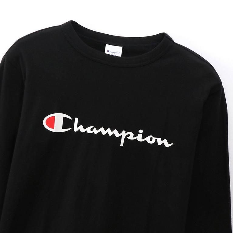 BLACK - Champion - Basic Mens Long Sleeve T Shirt - 2