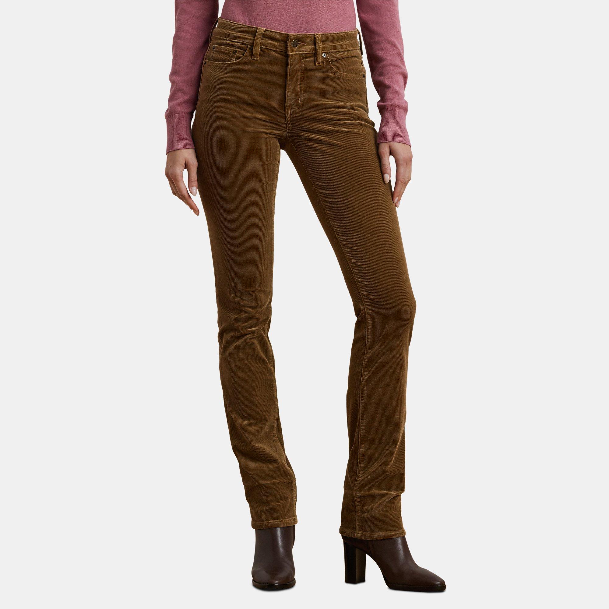 Honey Tan - Lauren by Ralph Lauren - Mid-Rise Corduroy Straight Trousers - 2